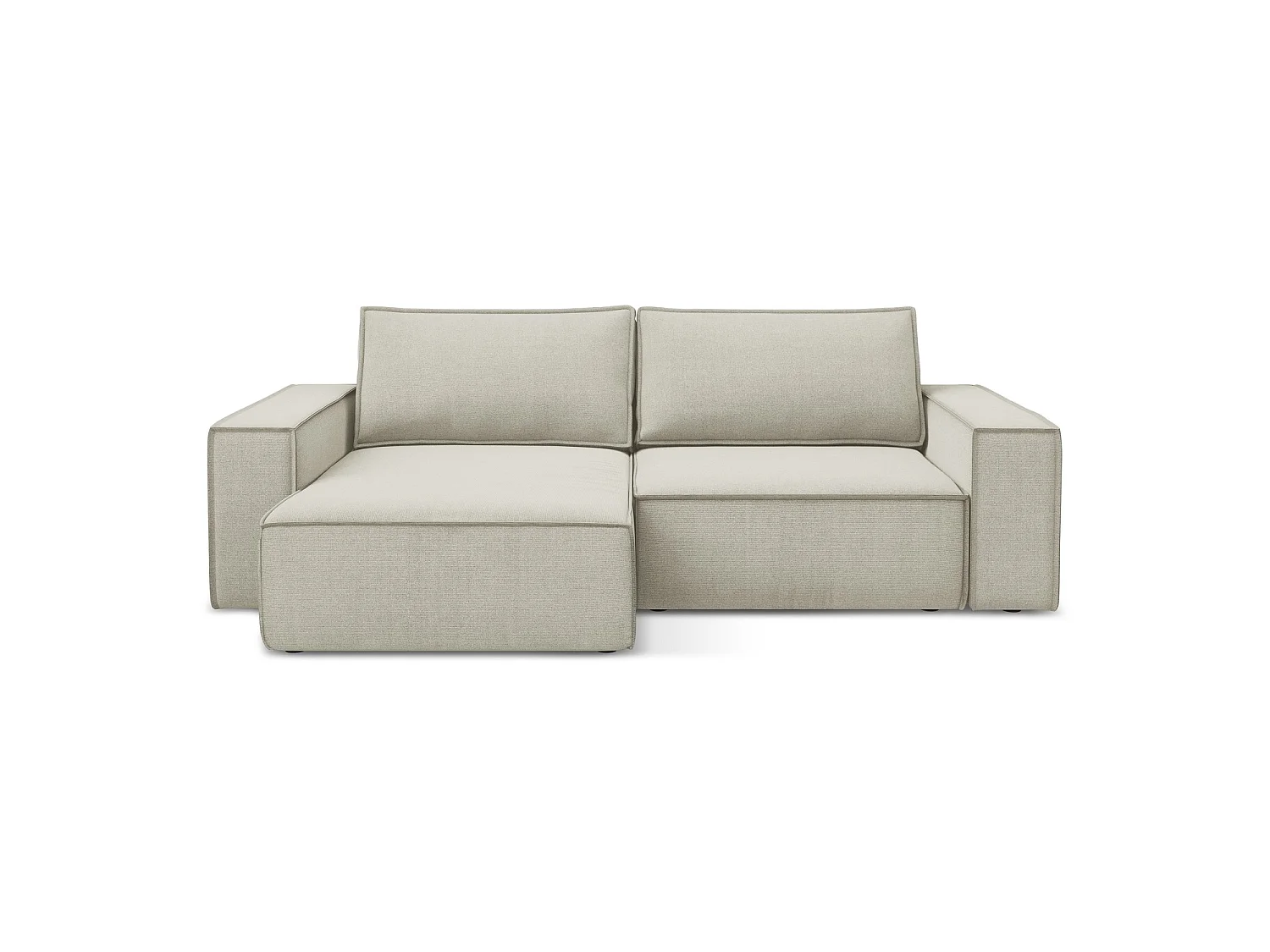 2-Sitzer Ecksofa mit Schlaffunktion - Ecke Links - Strukturstoff - Hell beige - LIVORNO