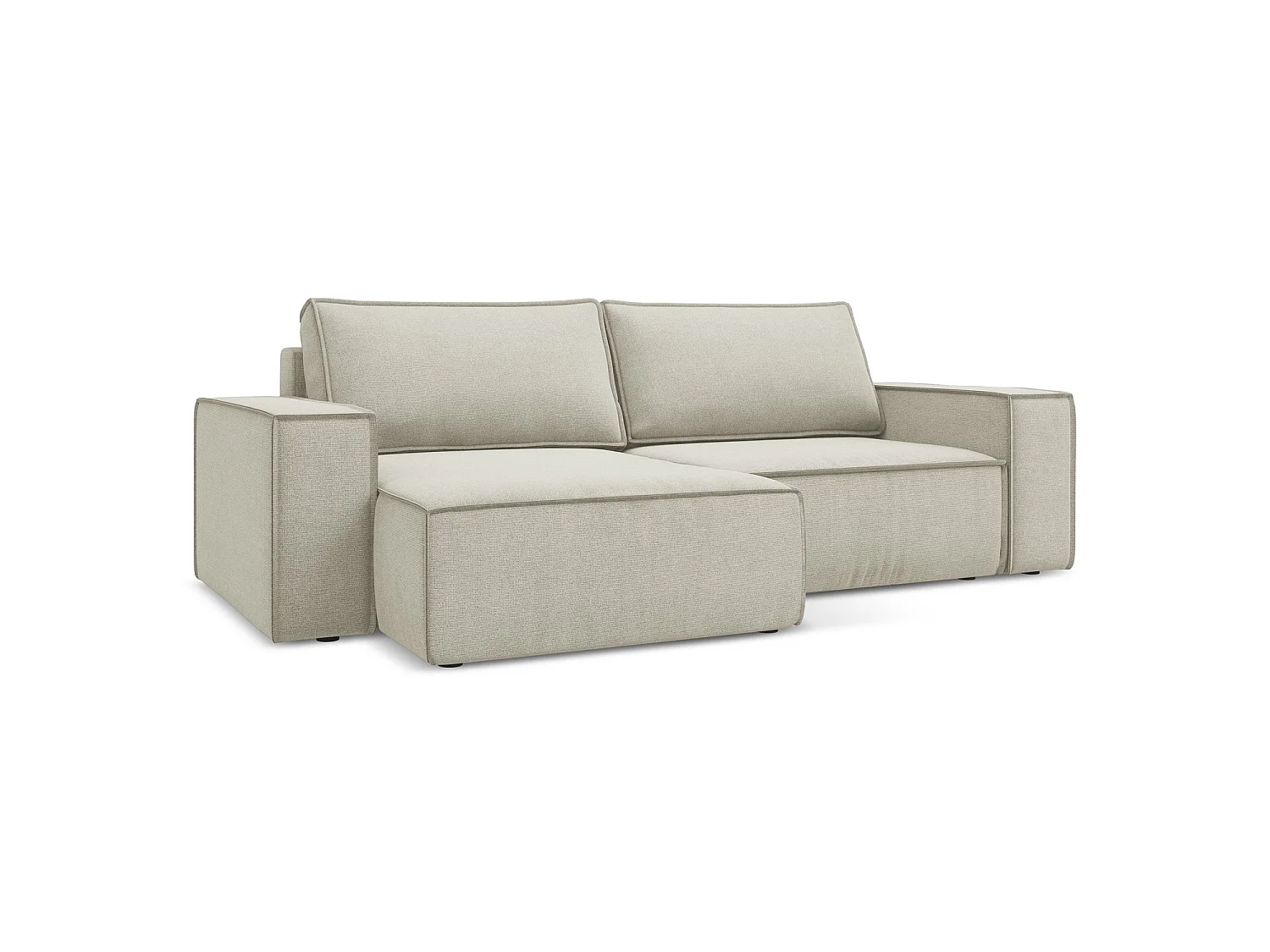 2-Sitzer Ecksofa mit Schlaffunktion - Ecke Links - Strukturstoff - Hell beige - LIVORNO