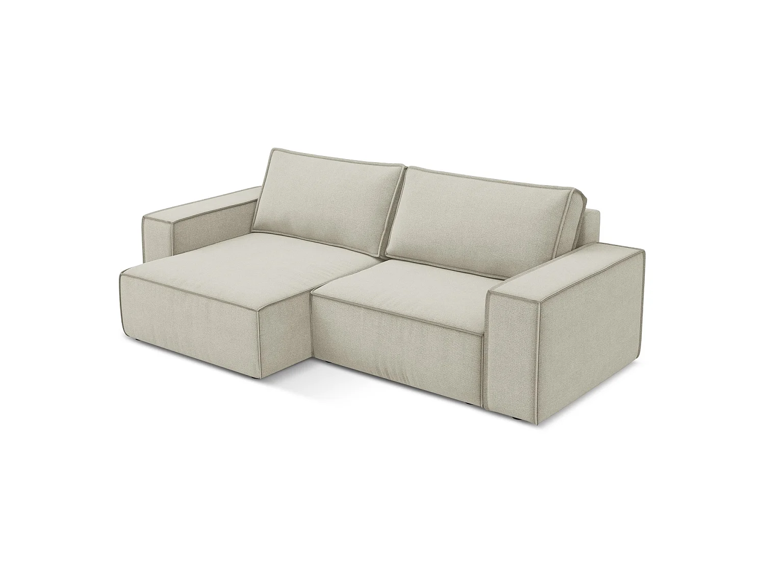 2-Sitzer Ecksofa mit Schlaffunktion - Ecke Links - Strukturstoff - Hell beige - LIVORNO