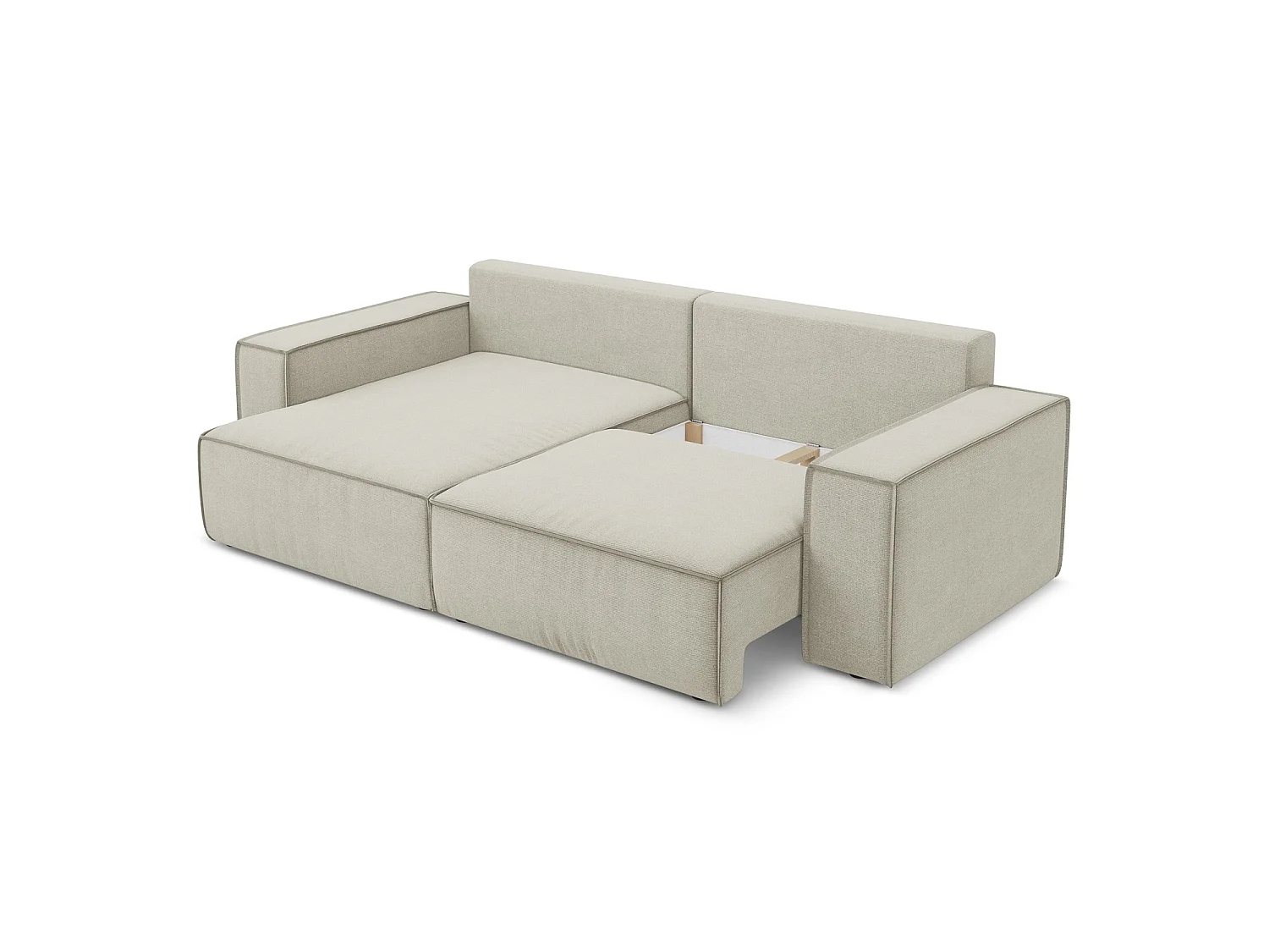 2-Sitzer Ecksofa mit Schlaffunktion - Ecke Links - Strukturstoff - Hell beige - LIVORNO