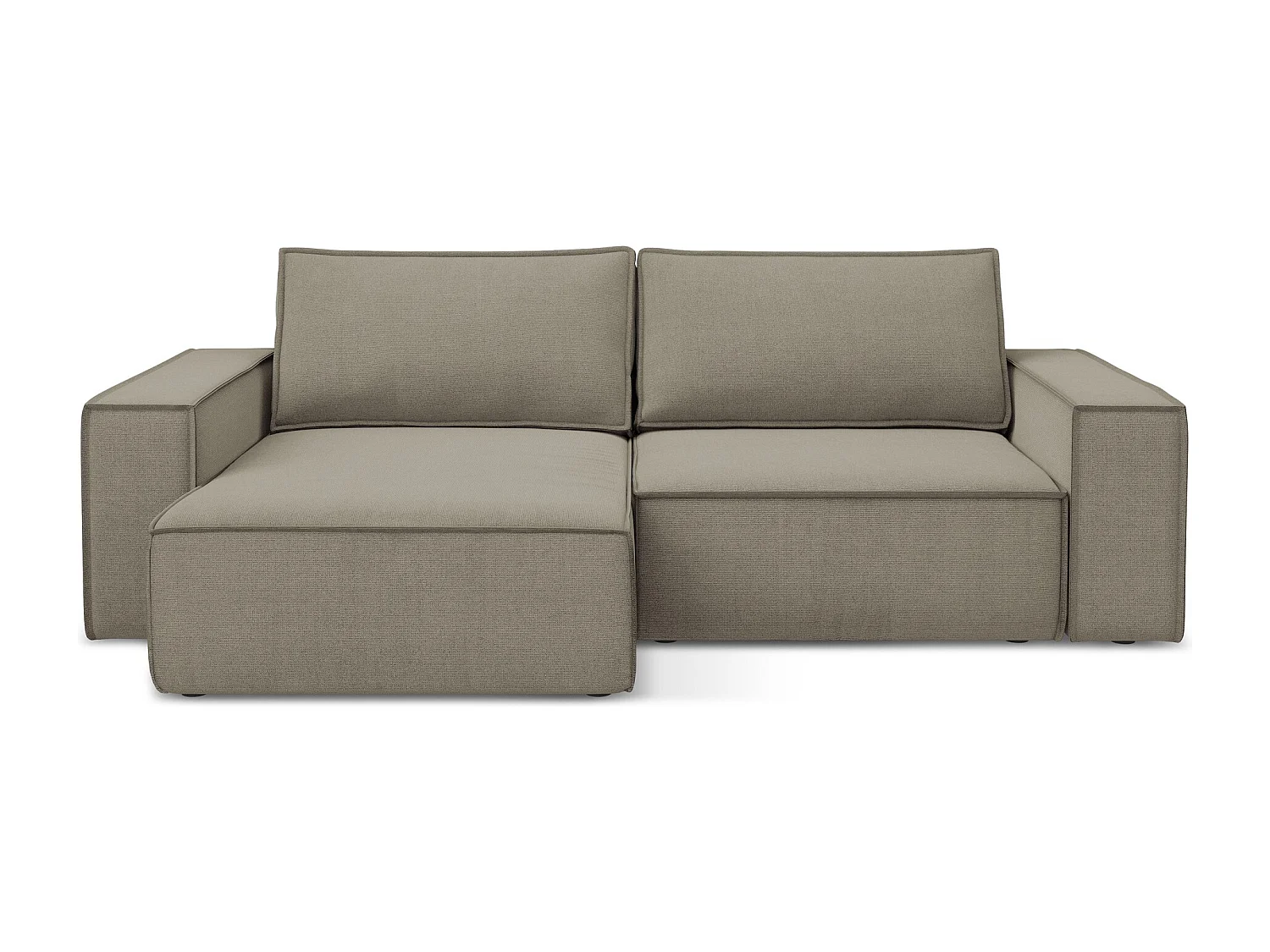 Narożnik lewostronny z funkcją spania - z tkaniny strukturalnej - ciemny beż - KIMO