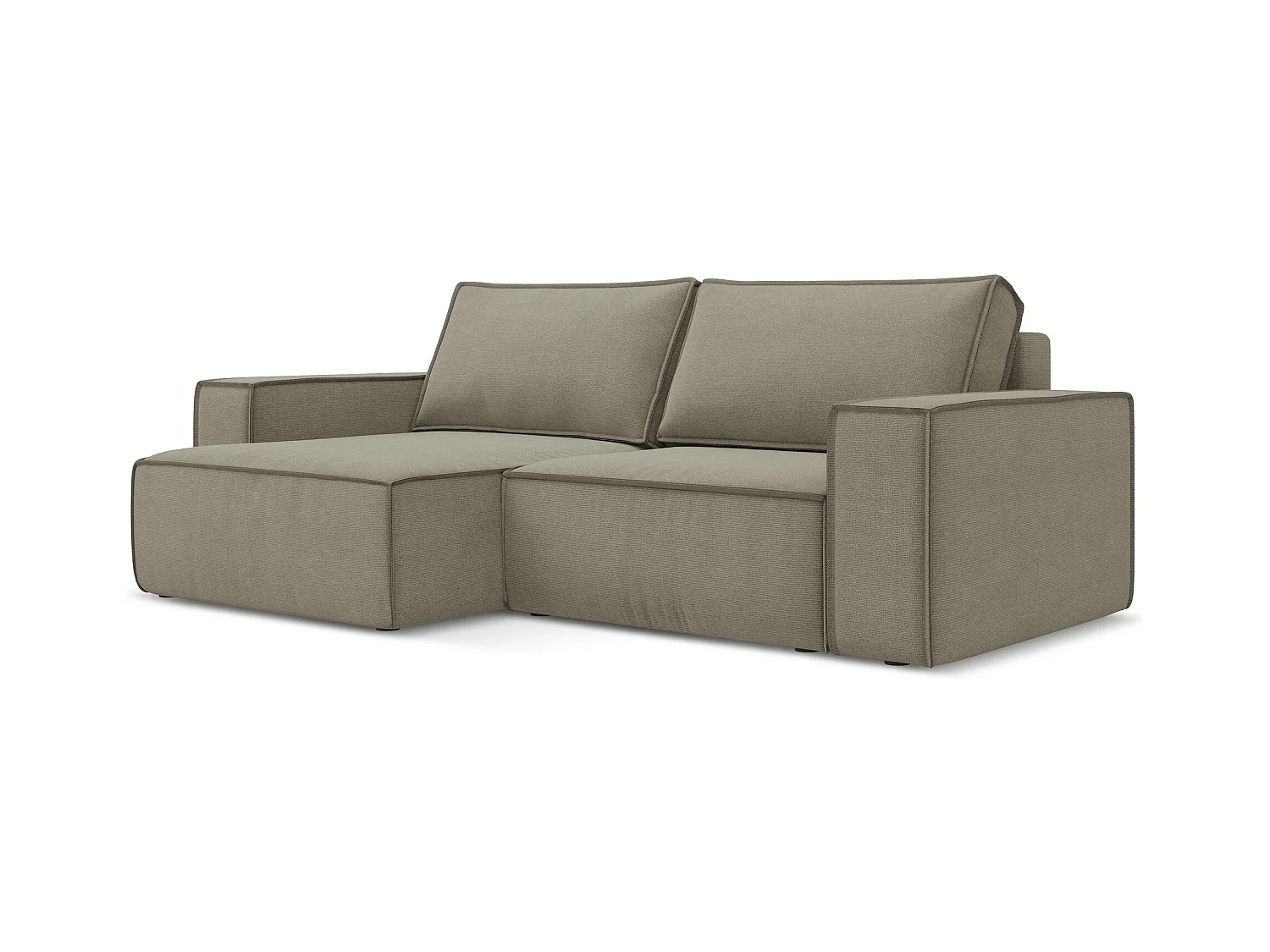 Canapé d’angle 2 places gauche convertible en tissu texturé - beige foncé - KIMO