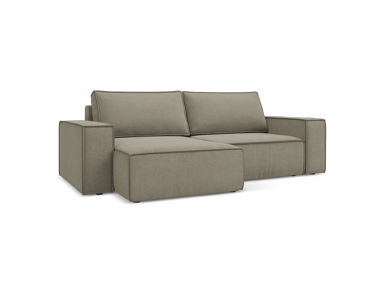 2-Sitzer Ecksofa mit Schlaffunktion - Ecke Links - Strukturstoff - Dunkelbeige - LIVORNO