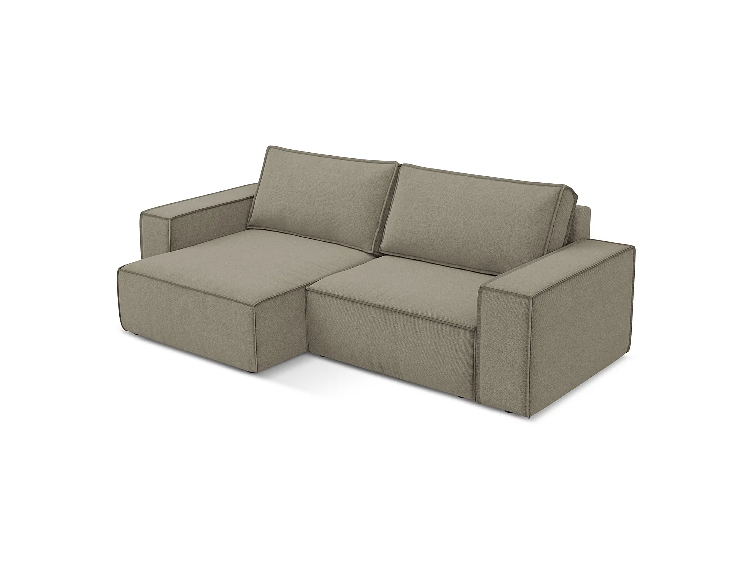 2-Sitzer Ecksofa mit Schlaffunktion - Ecke Links - Strukturstoff - Dunkelbeige - LIVORNO