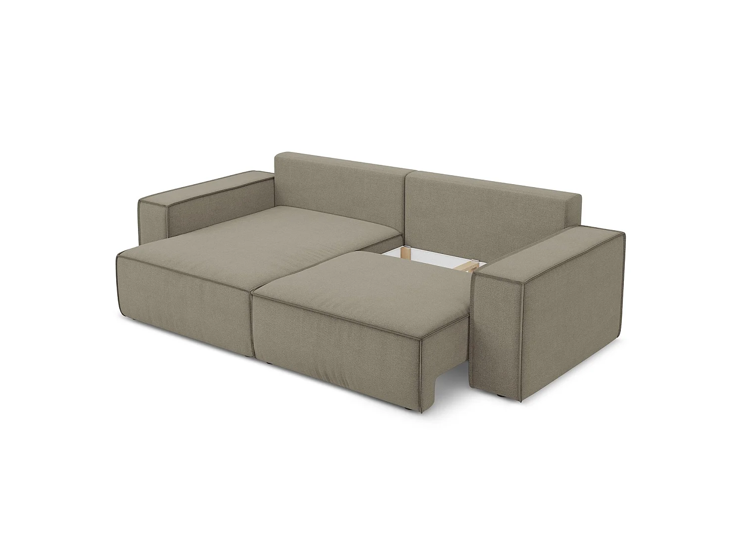 2-Sitzer Ecksofa mit Schlaffunktion - Ecke Links - Strukturstoff - Dunkelbeige - LIVORNO