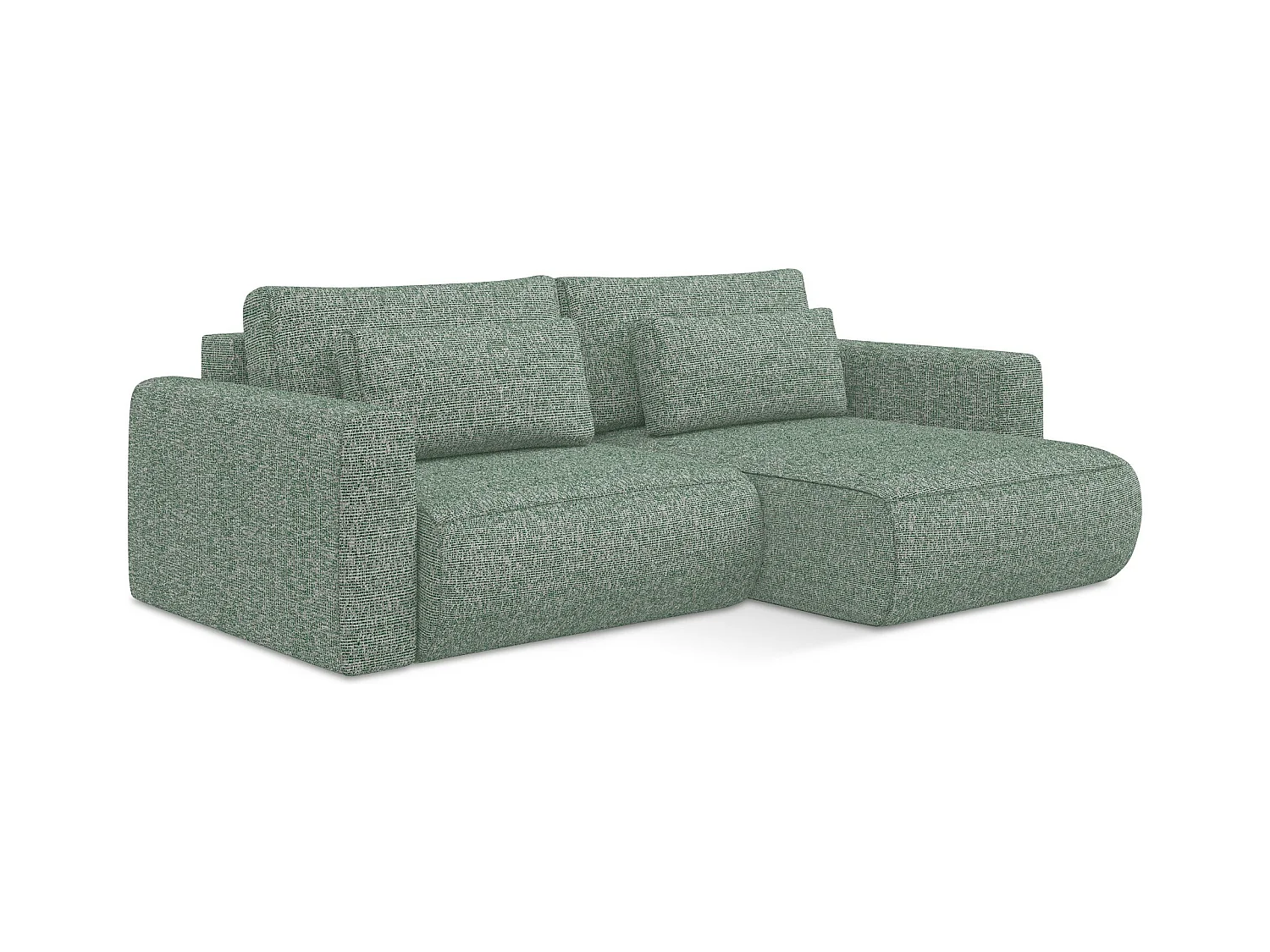 Canapé d’angle 2,5 places droit convertible en tissu texturé - vert clair - KAPUA