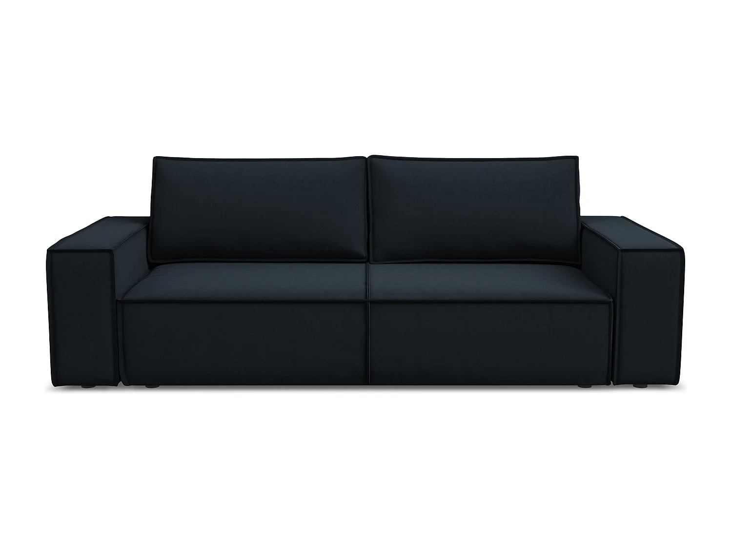 Driezits-slaapbank van koningsblauw velours - KIMO