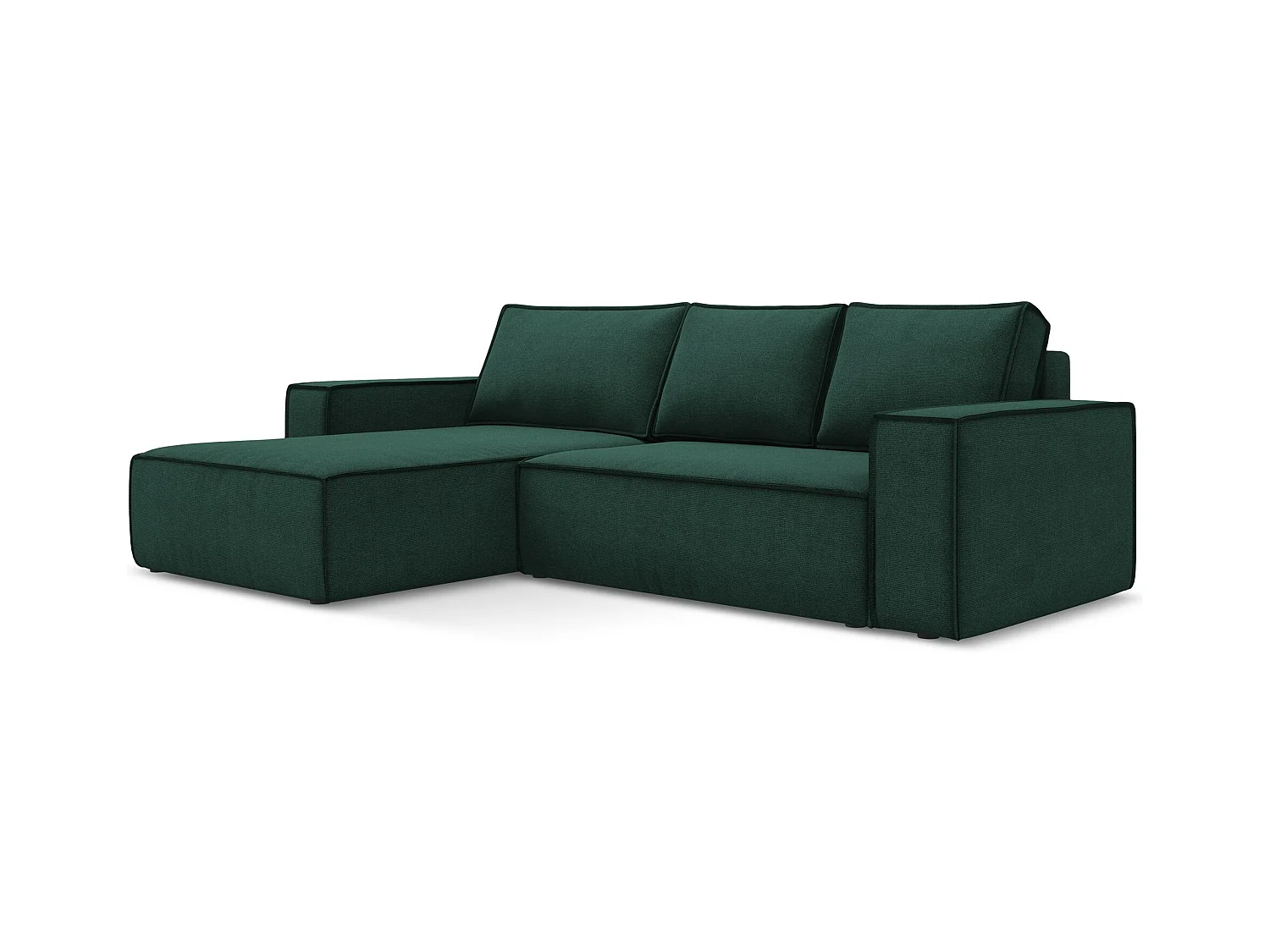 3-Sitzer Ecksofa mit Schlaffunktion - Ecke Links - Strukturstoff - Flaschengrün - KIMO