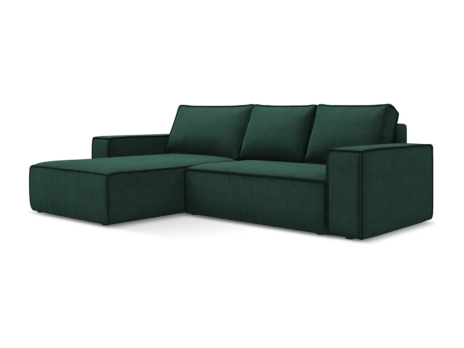 3-Sitzer Ecksofa mit Schlaffunktion - Ecke Links - Strukturstoff - Flaschengrün - KIMO