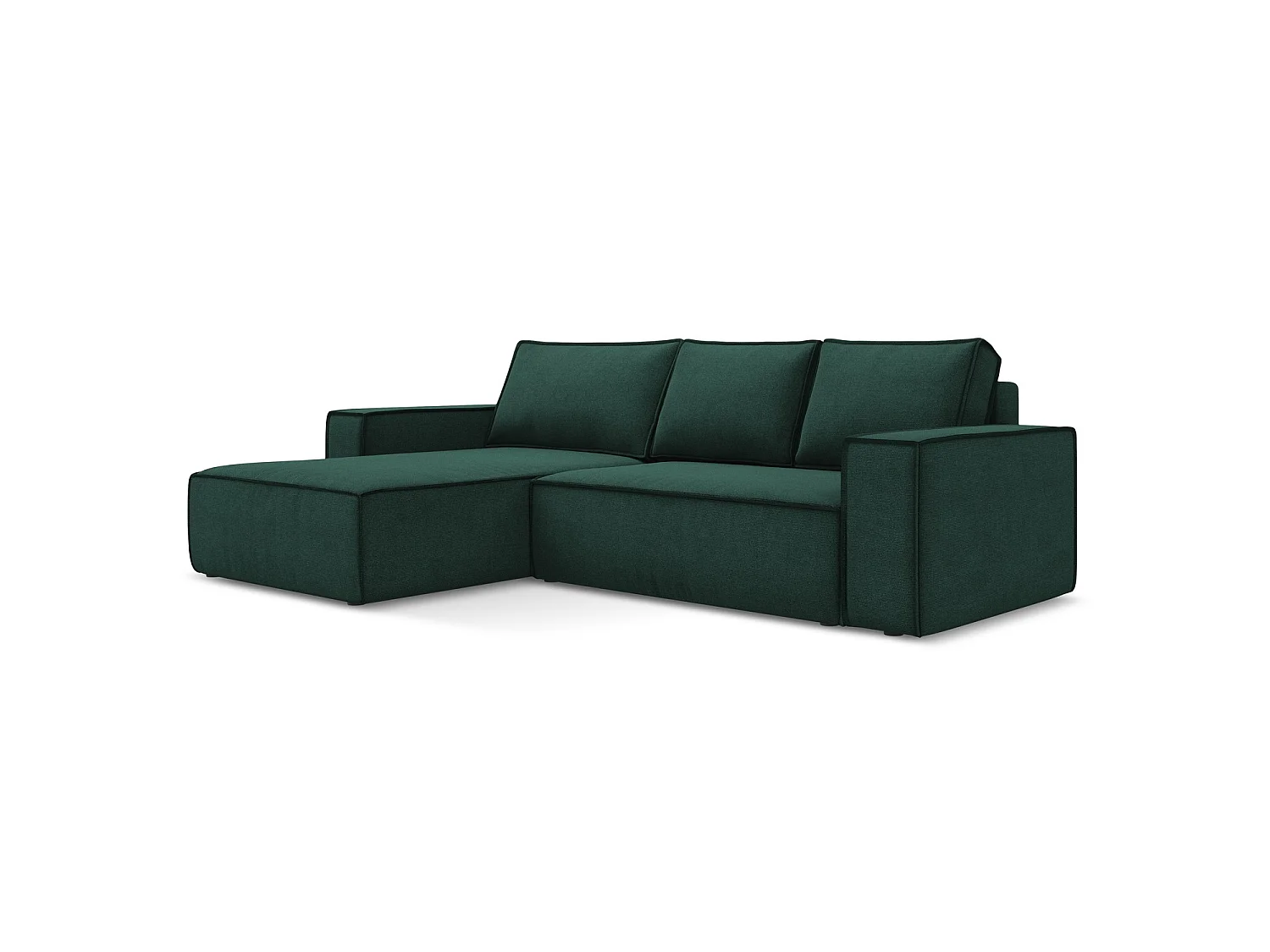 3-Sitzer Ecksofa mit Schlaffunktion - Ecke Links - Strukturstoff - Flaschengrün - LIVORNO