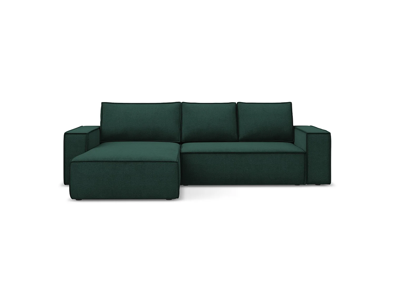 3-Sitzer Ecksofa mit Schlaffunktion - Ecke Links - Strukturstoff - Flaschengrün - LIVORNO