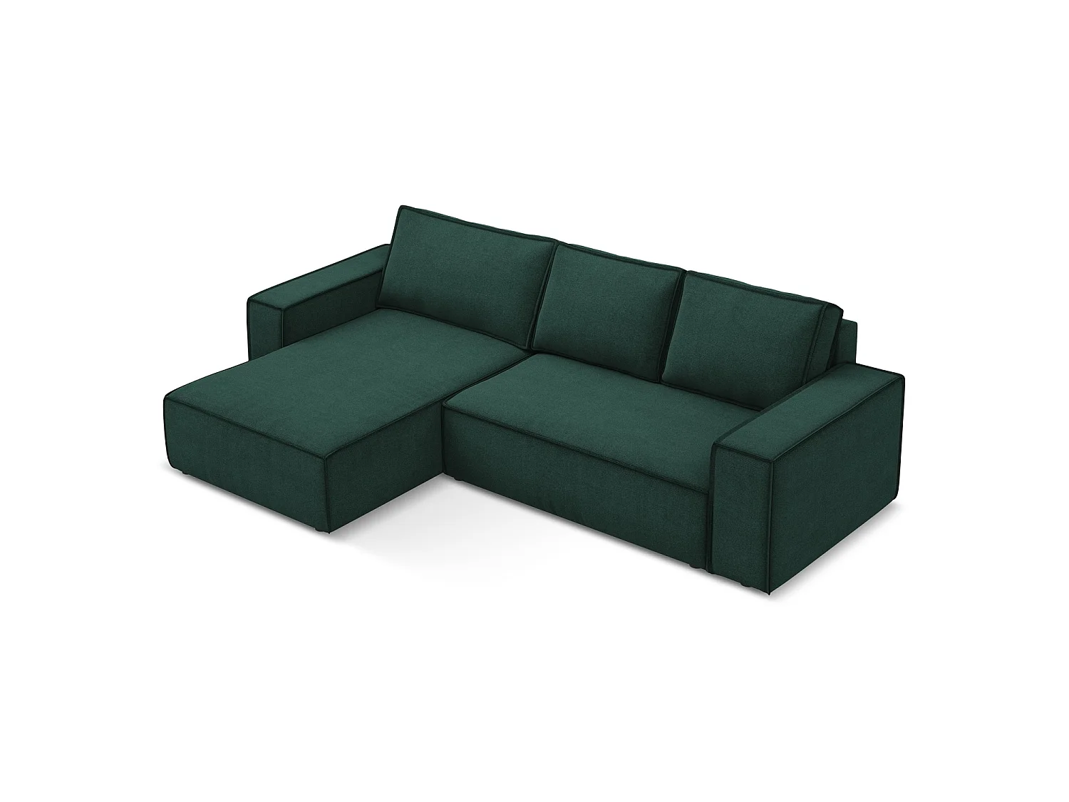 3-Sitzer Ecksofa mit Schlaffunktion - Ecke Links - Strukturstoff - Flaschengrün - LIVORNO