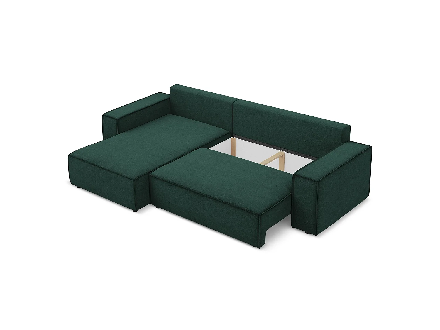 3-Sitzer Ecksofa mit Schlaffunktion - Ecke Links - Strukturstoff - Flaschengrün - LIVORNO
