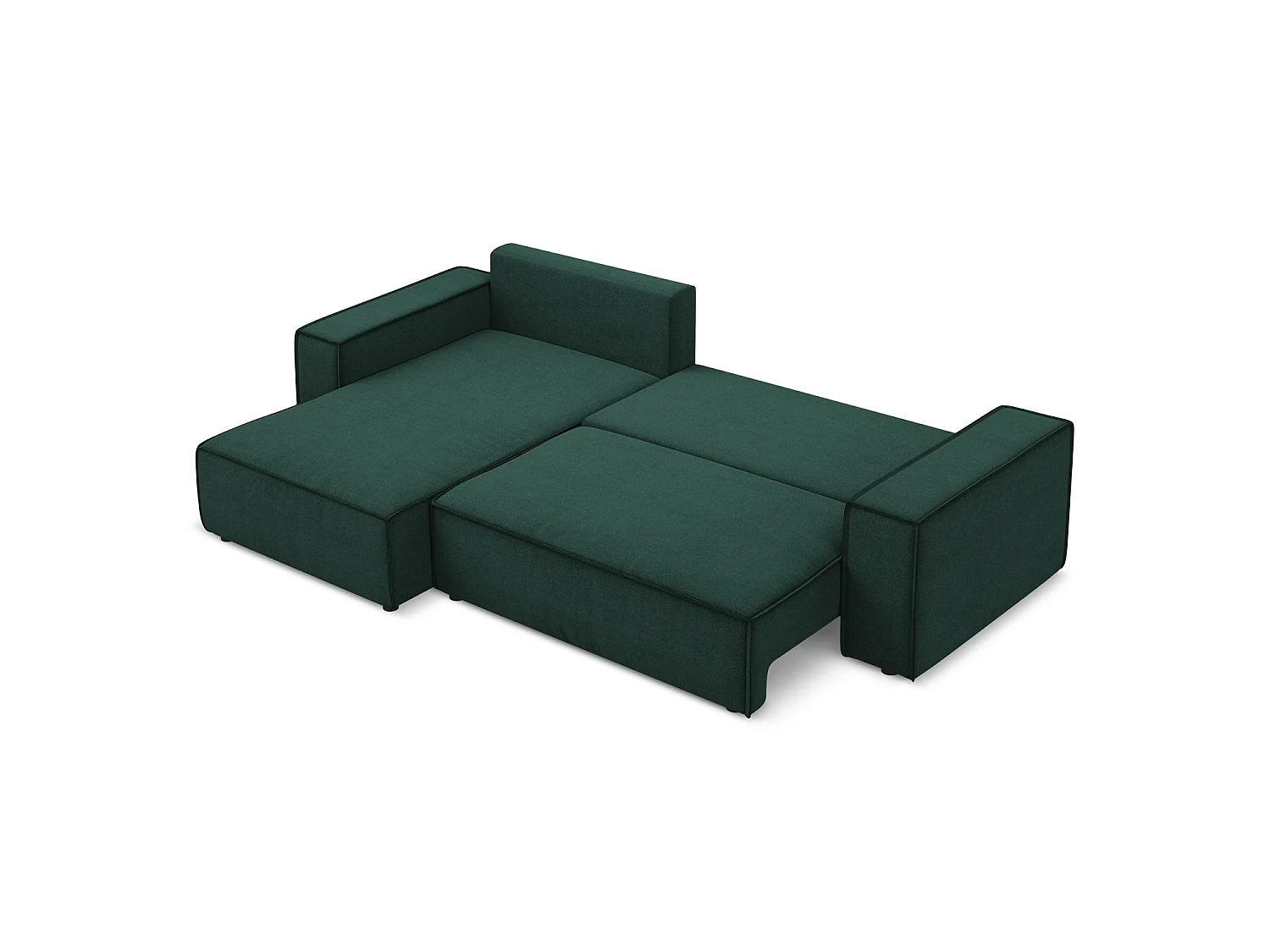 3-Sitzer Ecksofa mit Schlaffunktion - Ecke Links - Strukturstoff - Flaschengrün - LIVORNO