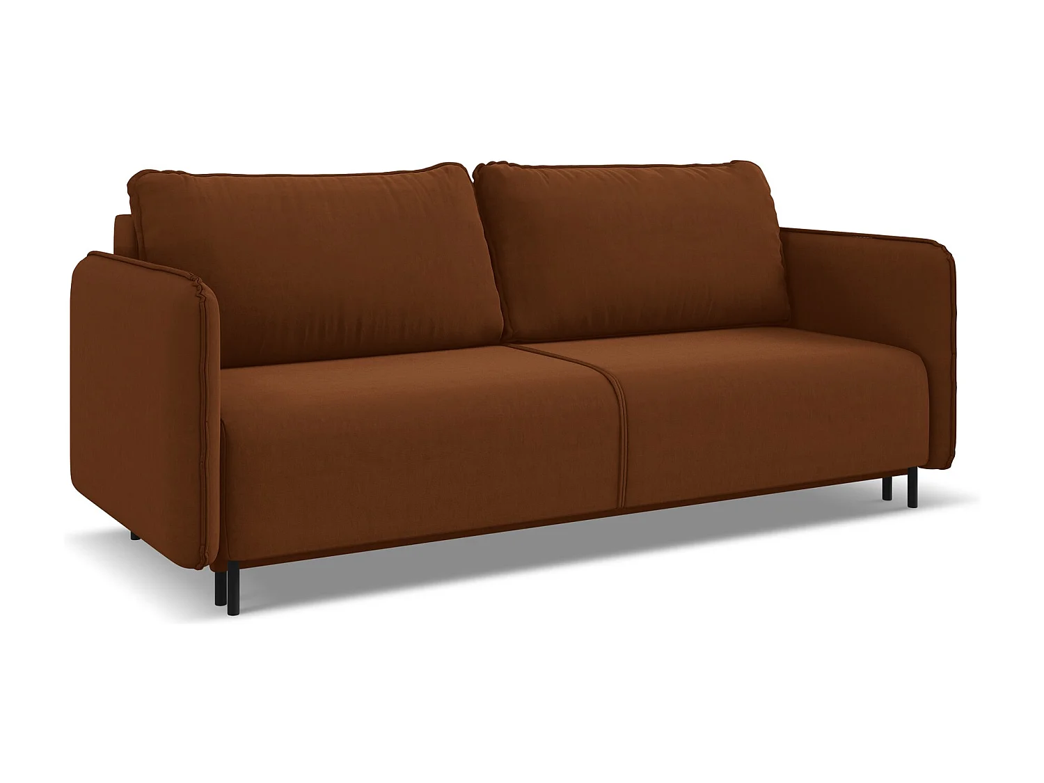 3-Sitzer Sofa mit Schlaffunktion - - Samt - Terrakotta - LUANA