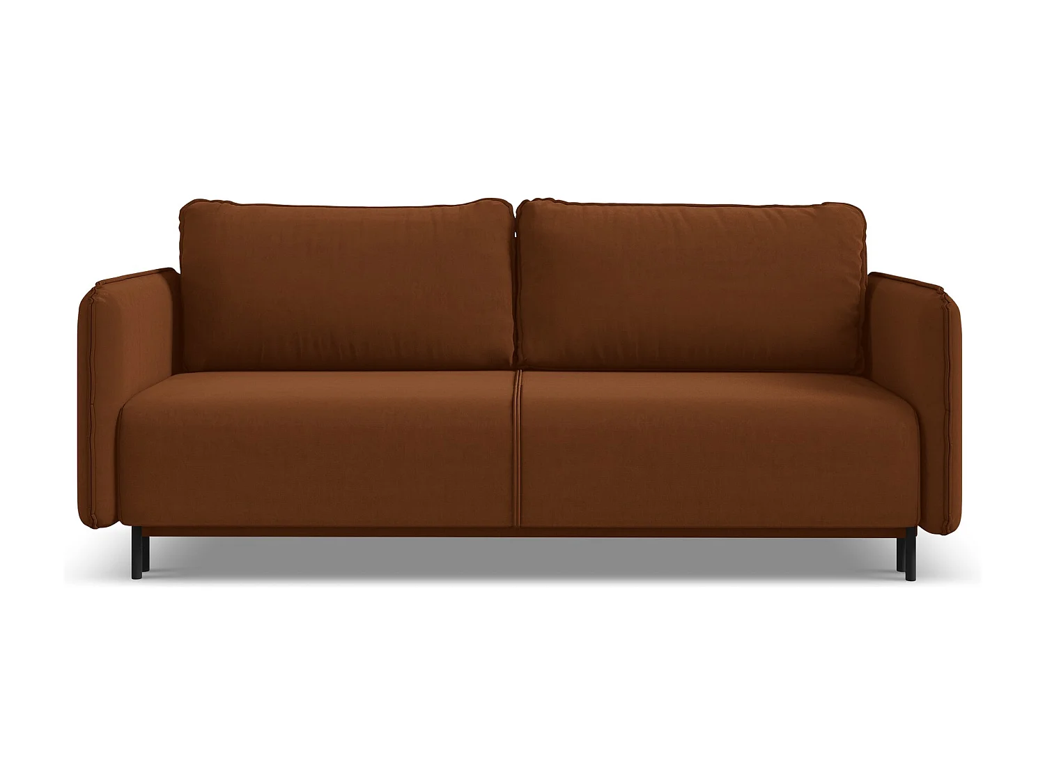 3-Sitzer Sofa mit Schlaffunktion - - Samt - Terrakotta - LUANA