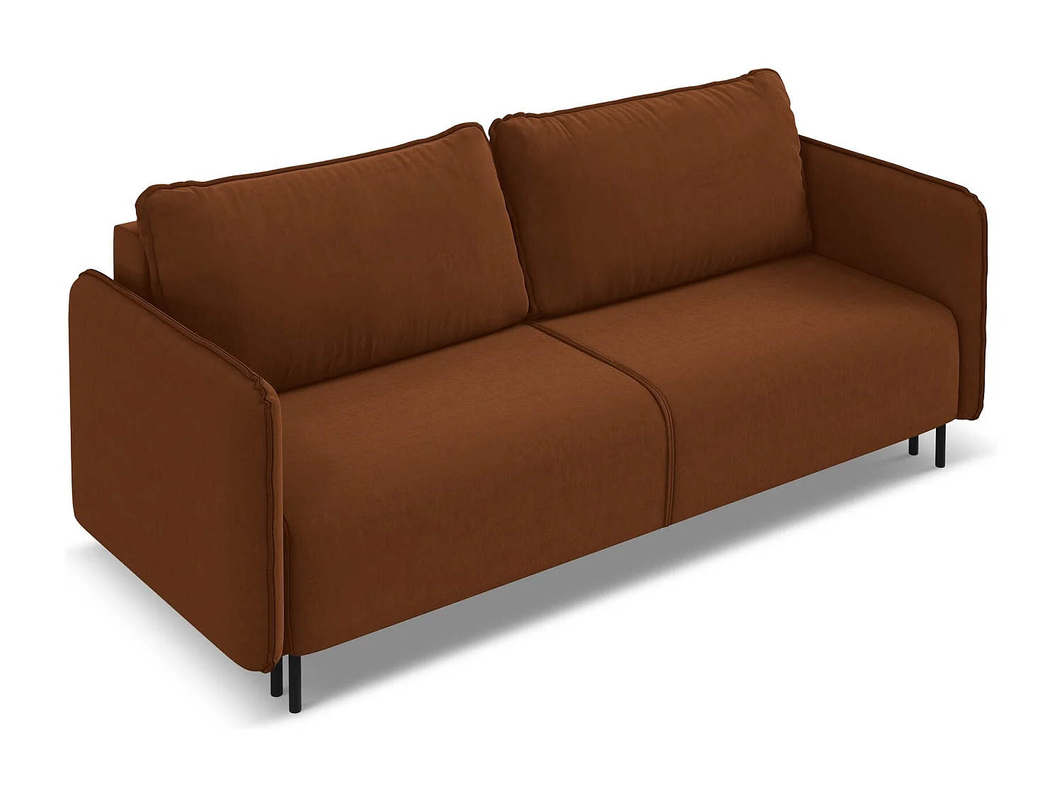 3-Sitzer Sofa mit Schlaffunktion - - Samt - Terrakotta - LUANA