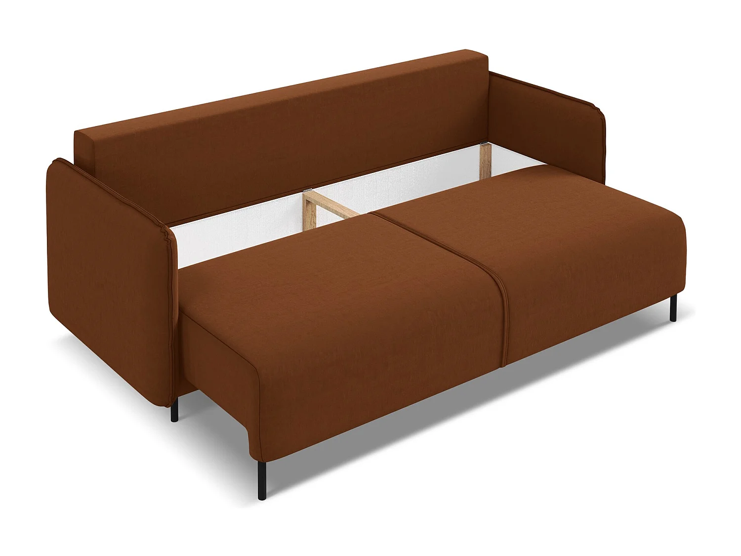 3-Sitzer Sofa mit Schlaffunktion - - Samt - Terrakotta - LUANA