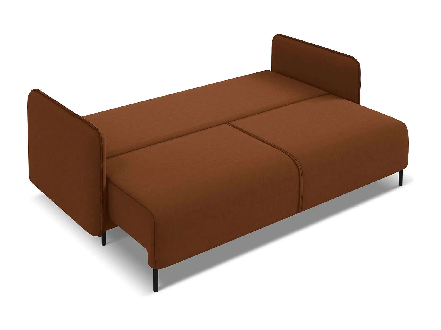 3-Sitzer Sofa mit Schlaffunktion - - Samt - Terrakotta - LUANA
