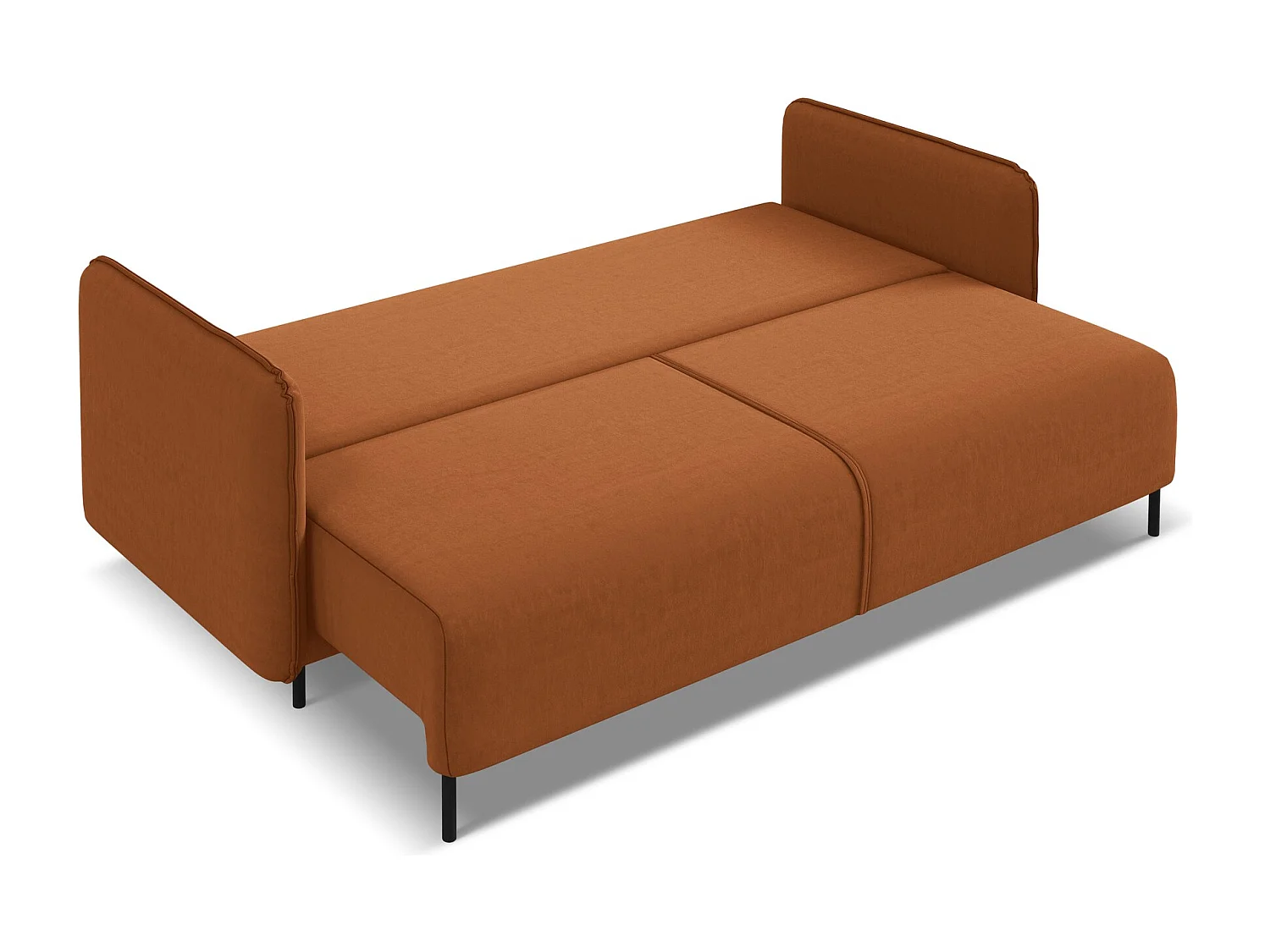 3-Sitzer Sofa mit Schlaffunktion - - Samt - Terrakotta - LUANA