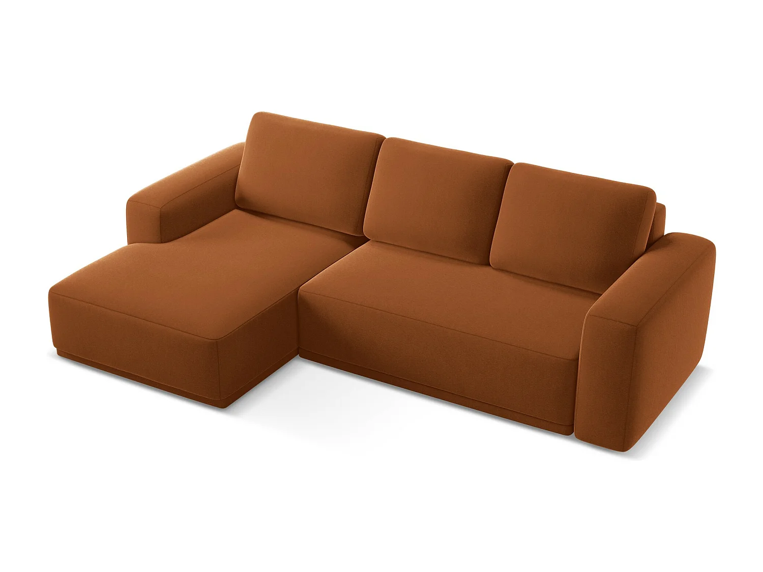 3-Sitzer Ecksofa mit Schlaffunktion - Ecke Links - Samt - Terrakotta - KAILA