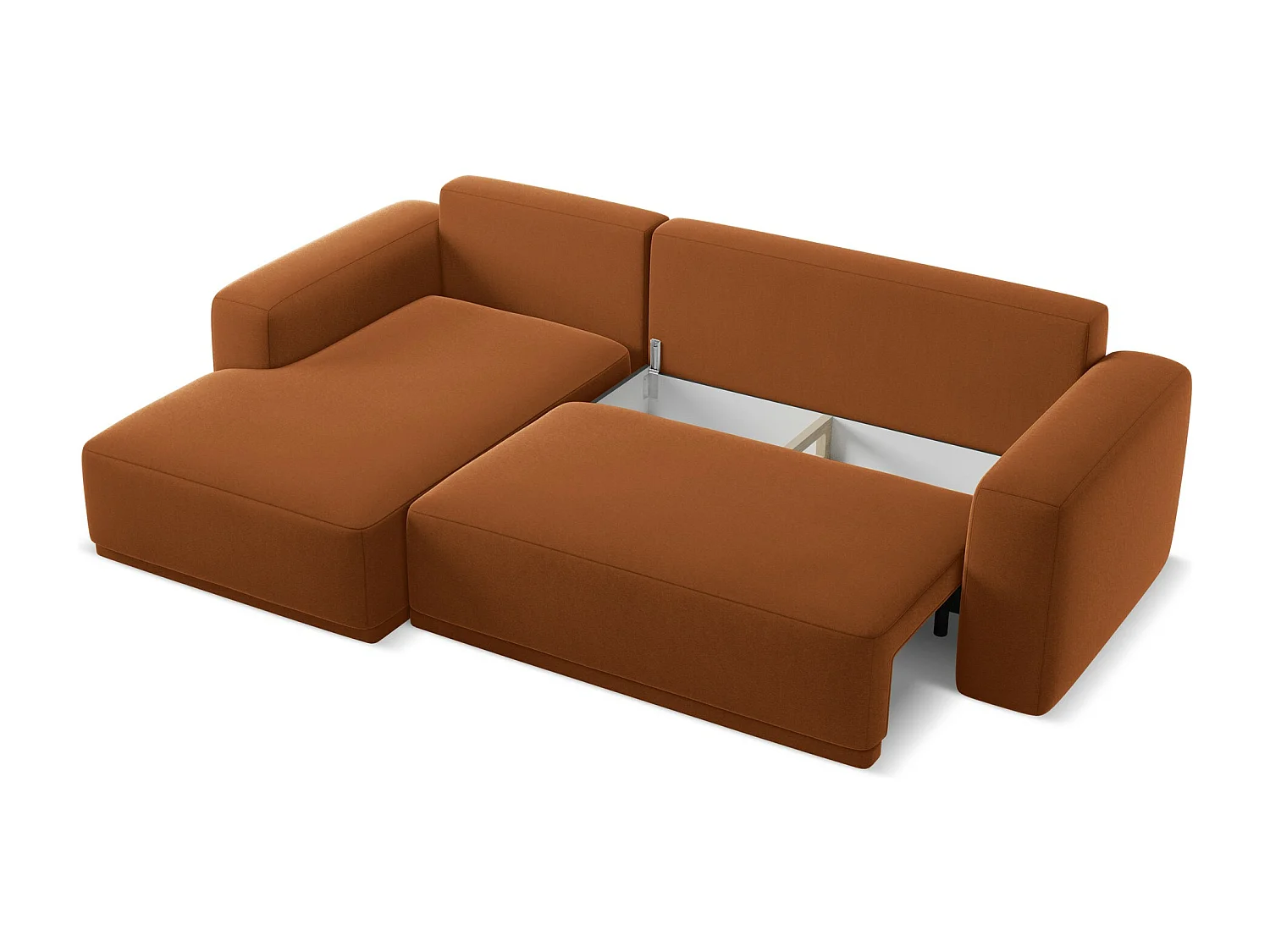 3-Sitzer Ecksofa mit Schlaffunktion - Ecke Links - Samt - Terrakotta - KAILA