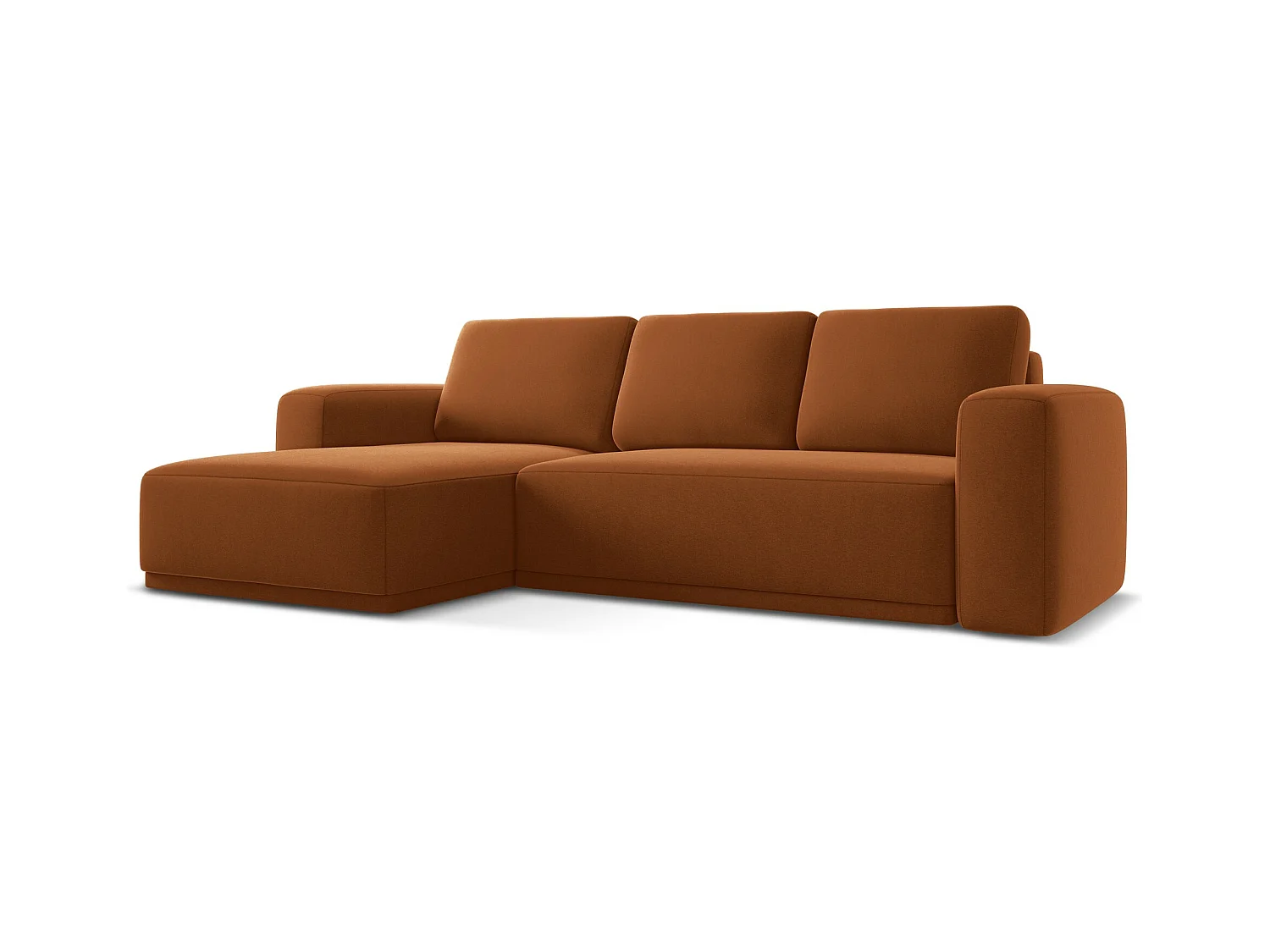 3-Sitzer Ecksofa mit Schlaffunktion - Ecke Links - Samt - Terrakotta - KAILA