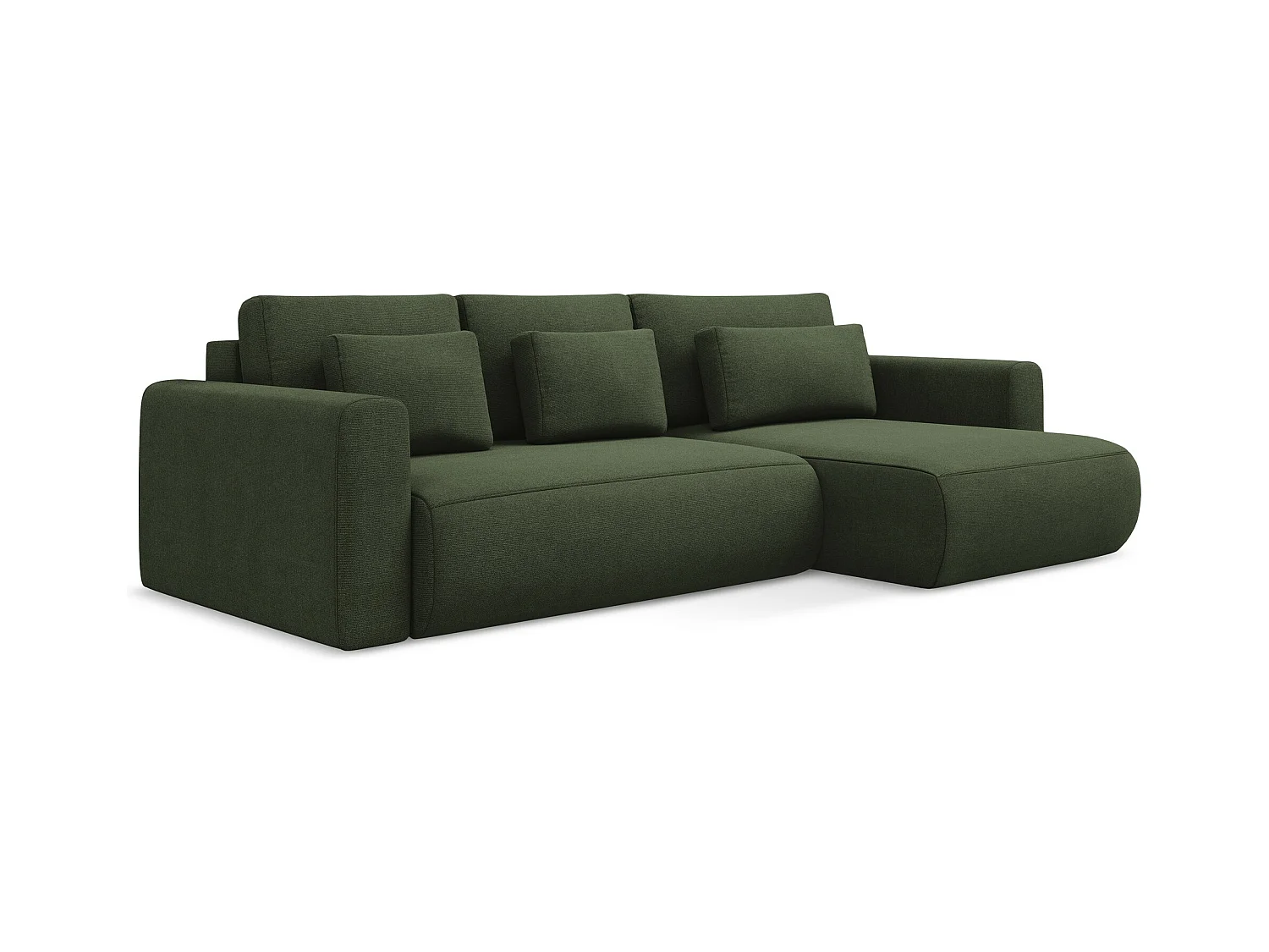 Canapé d’angle 3 places droit convertible en tissu texturé - olive - KAPUA