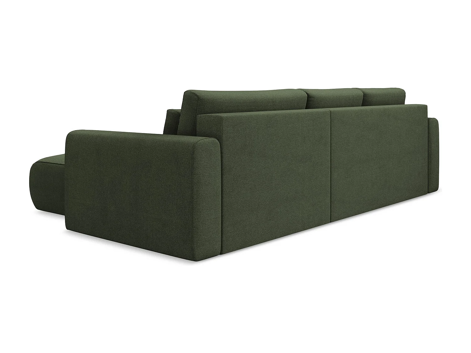 Hoekslaapbank rechts van olijf textuurstof - KAPUA