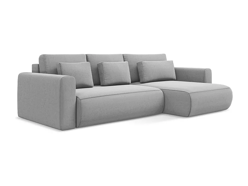 Ecksofa mit Schlaffunktion - Ecke Rechts - Samt - Grau - KAPUA