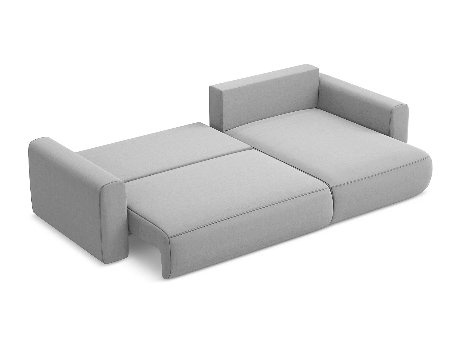 Ecksofa mit Schlaffunktion - Ecke Rechts - Samt - Grau - KAPUA
