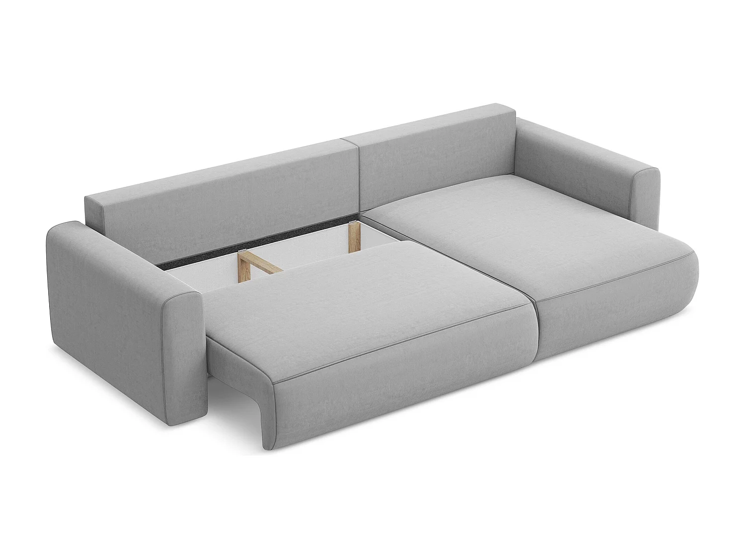 Canapé d’angle 3 places droit convertible en velours - gris - KAPUA