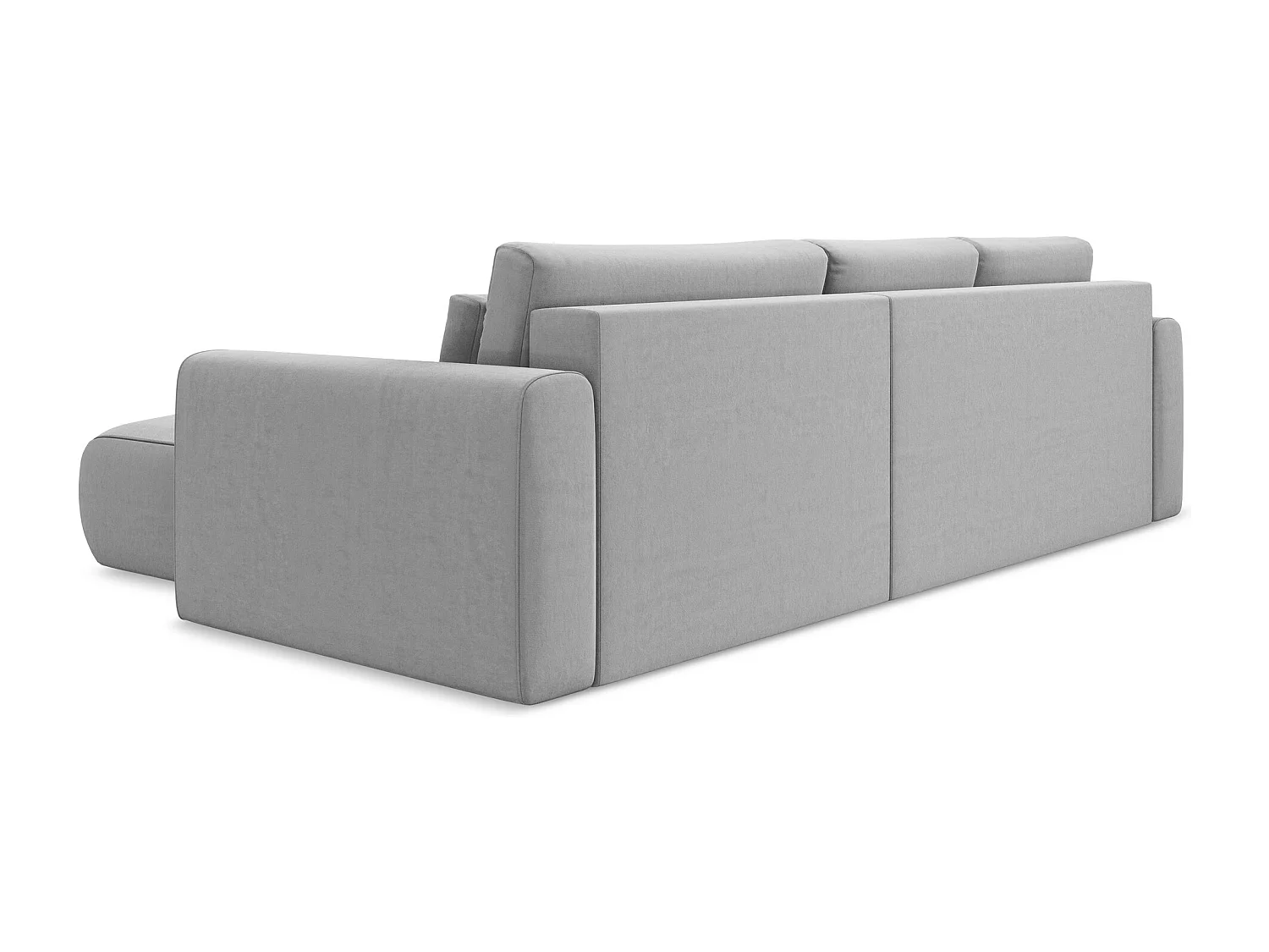 Canapé d’angle 3 places droit convertible en velours - gris - KAPUA