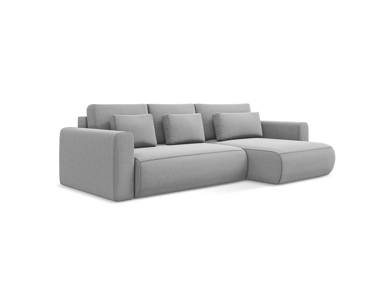 Canapé d'angle droit convertible en velours - gris - PERUGIA
