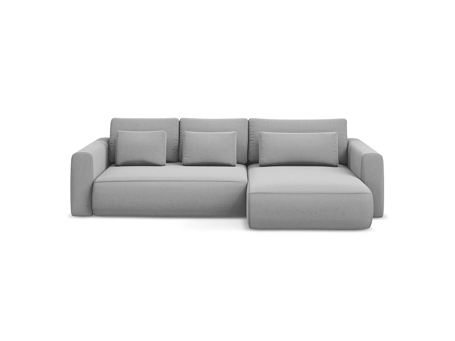 Canapé d'angle droit convertible en velours - gris - PERUGIA