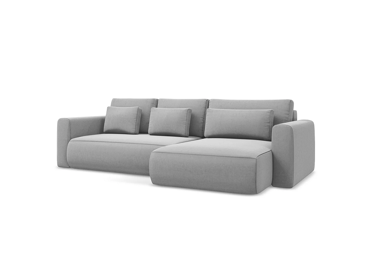 Canapé d'angle droit convertible en velours - gris - PERUGIA