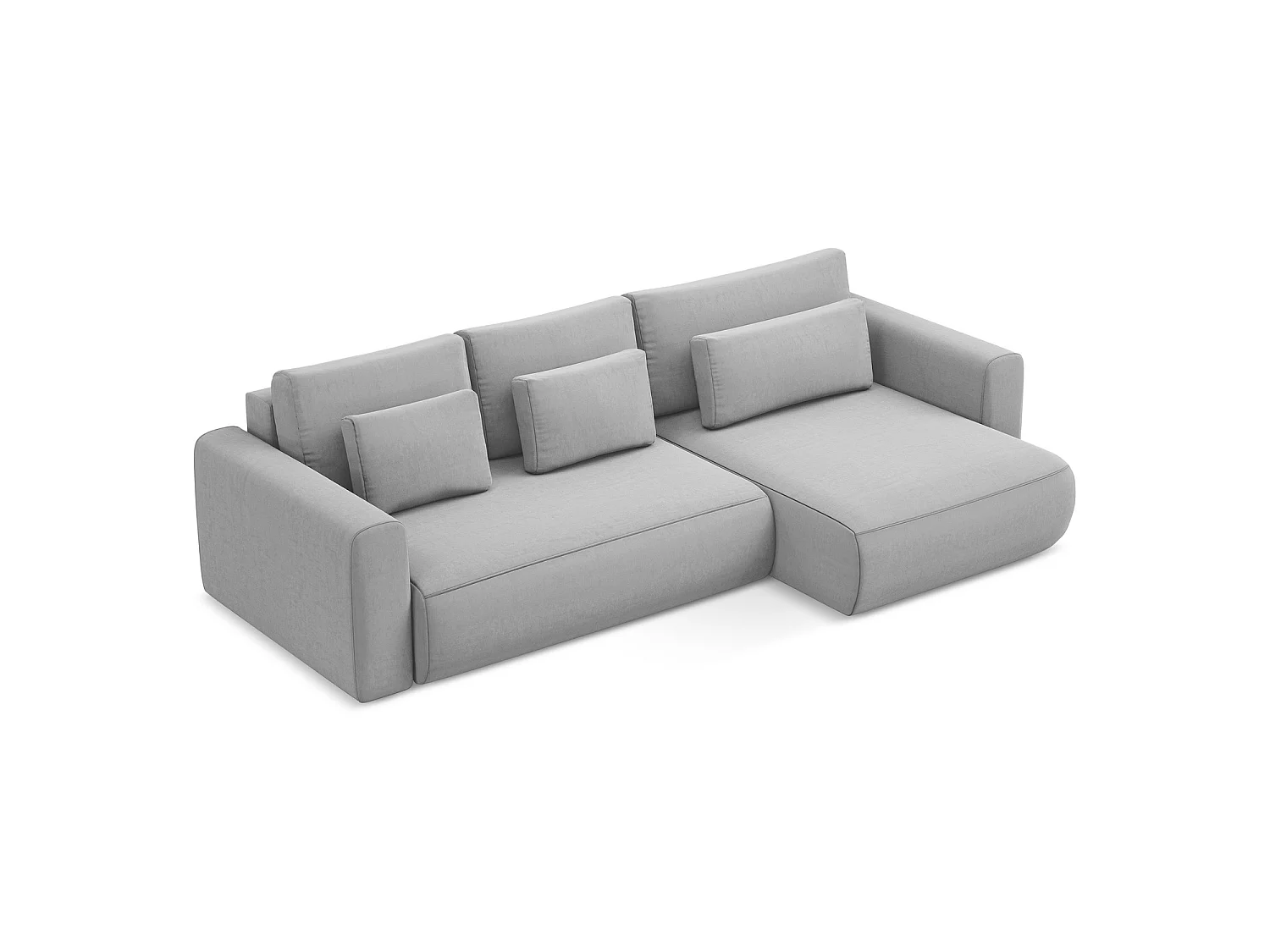 Canapé d'angle droit convertible en velours - gris - PERUGIA