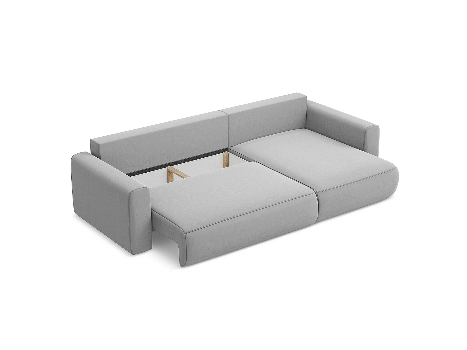 Canapé d'angle droit convertible en velours - gris - PERUGIA
