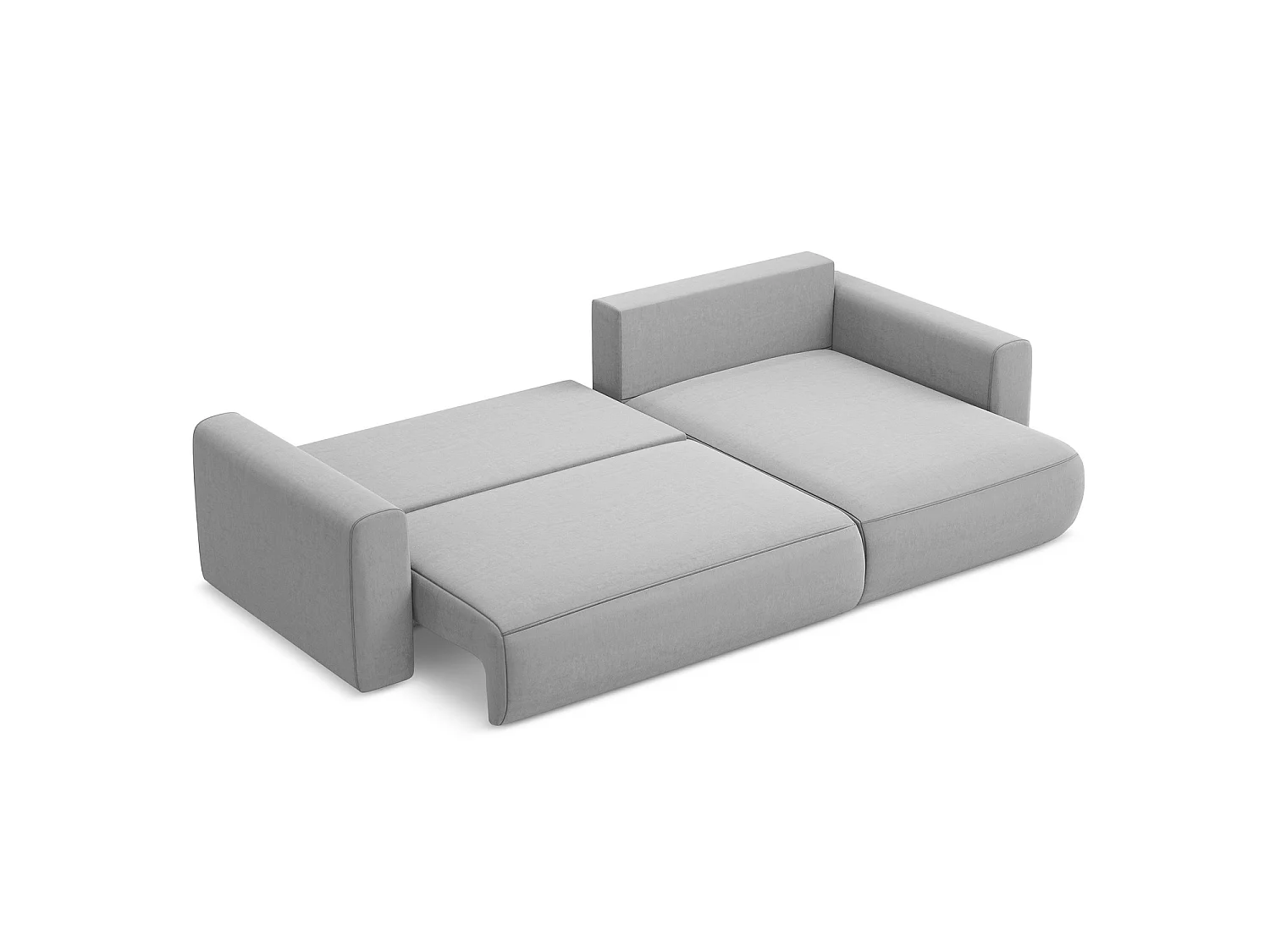 Canapé d'angle droit convertible en velours - gris - PERUGIA
