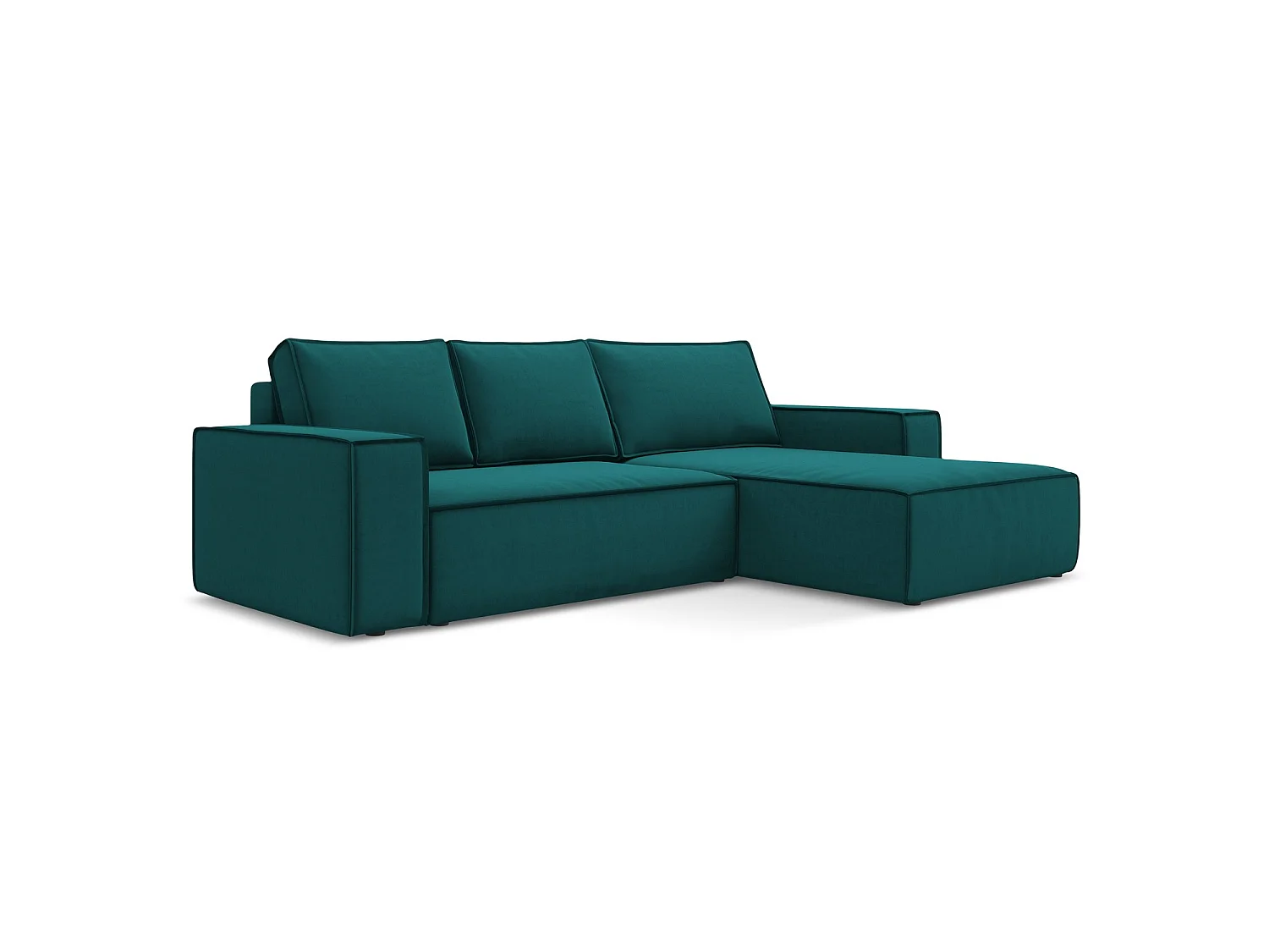 Ecksofa mit Schlaffunktion - Ecke Rechts - Samt - Marine - LIVORNO