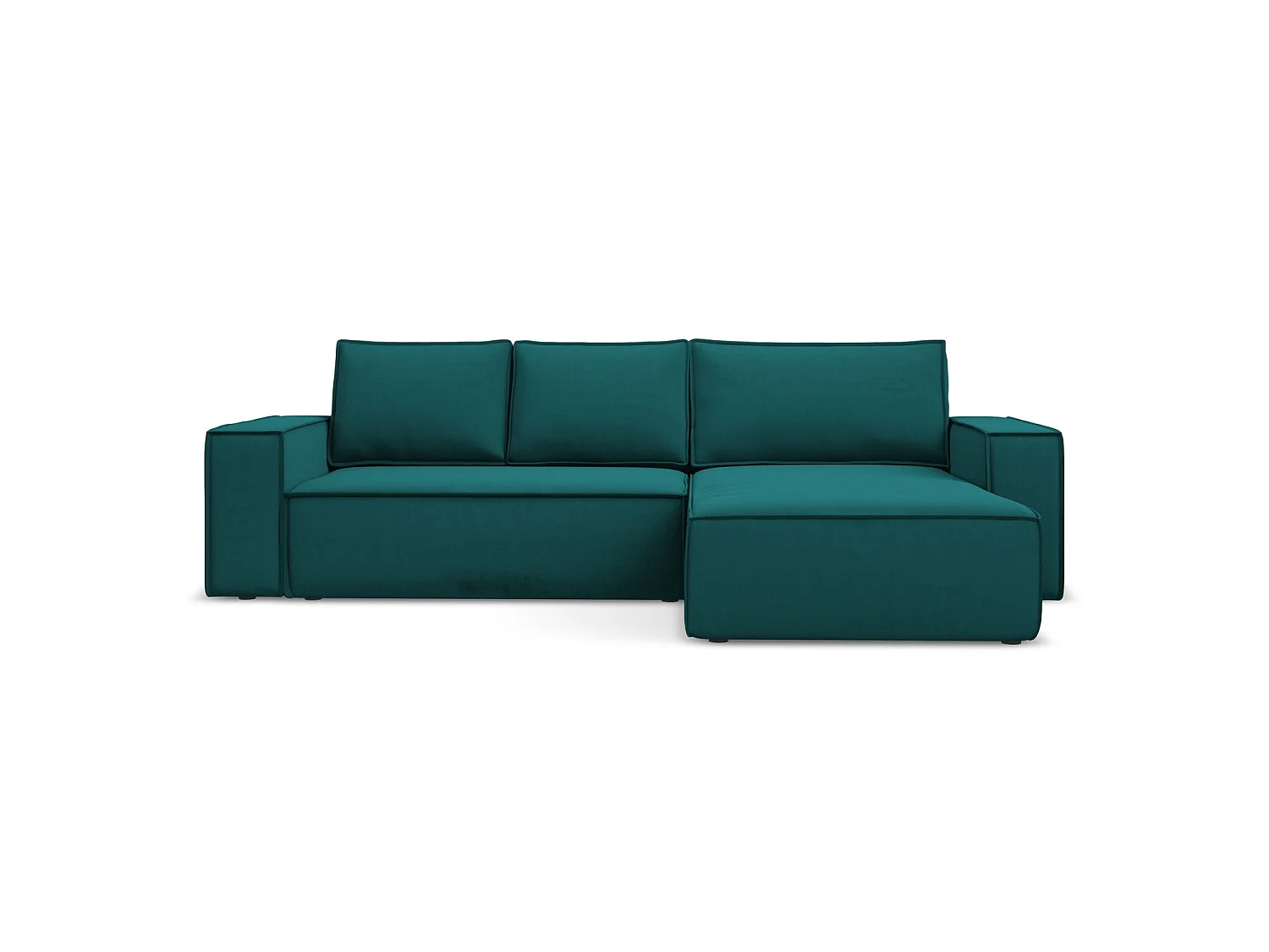 Ecksofa mit Schlaffunktion - Ecke Rechts - Samt - Marine - LIVORNO