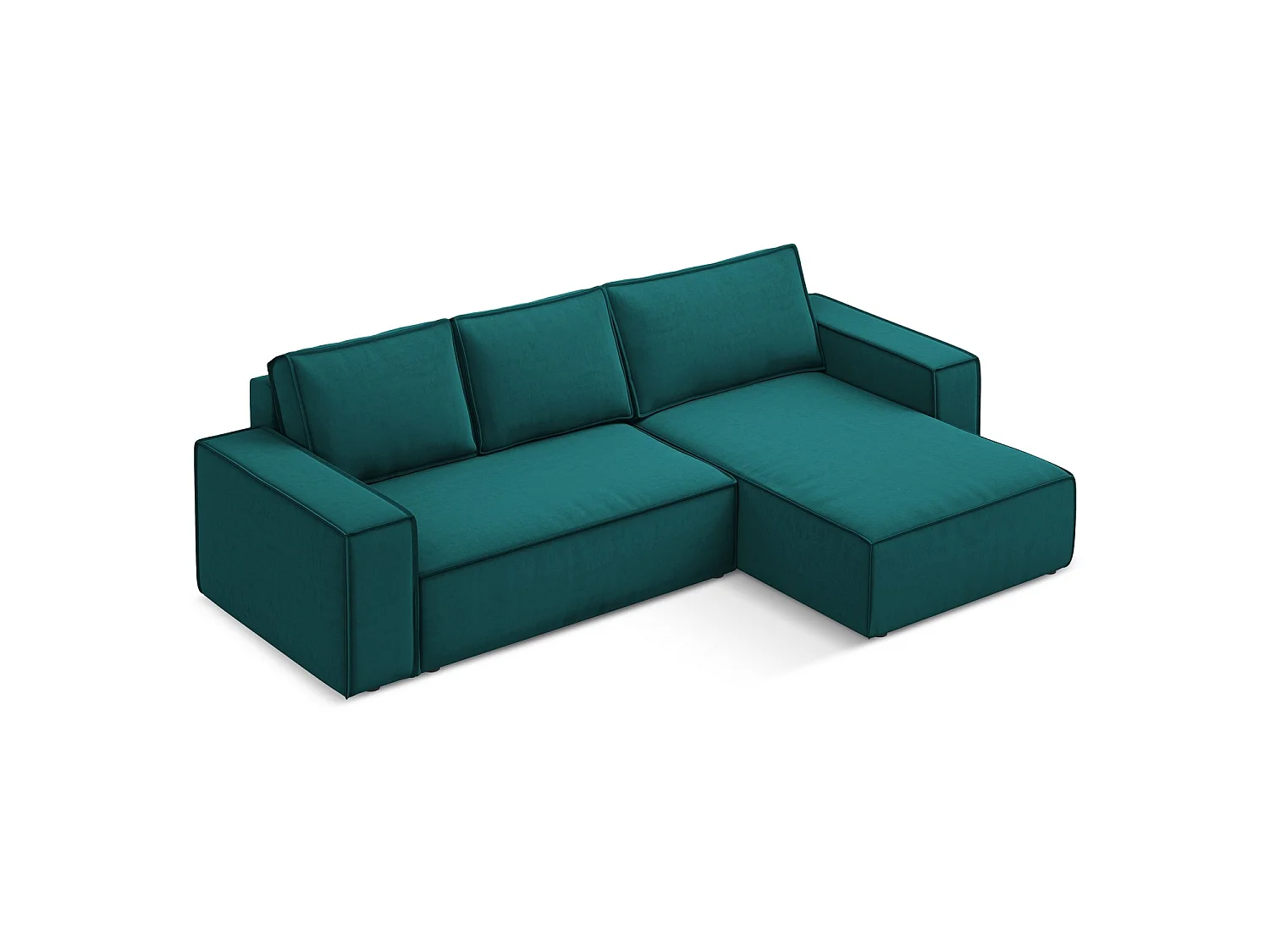 Ecksofa mit Schlaffunktion - Ecke Rechts - Samt - Marine - LIVORNO