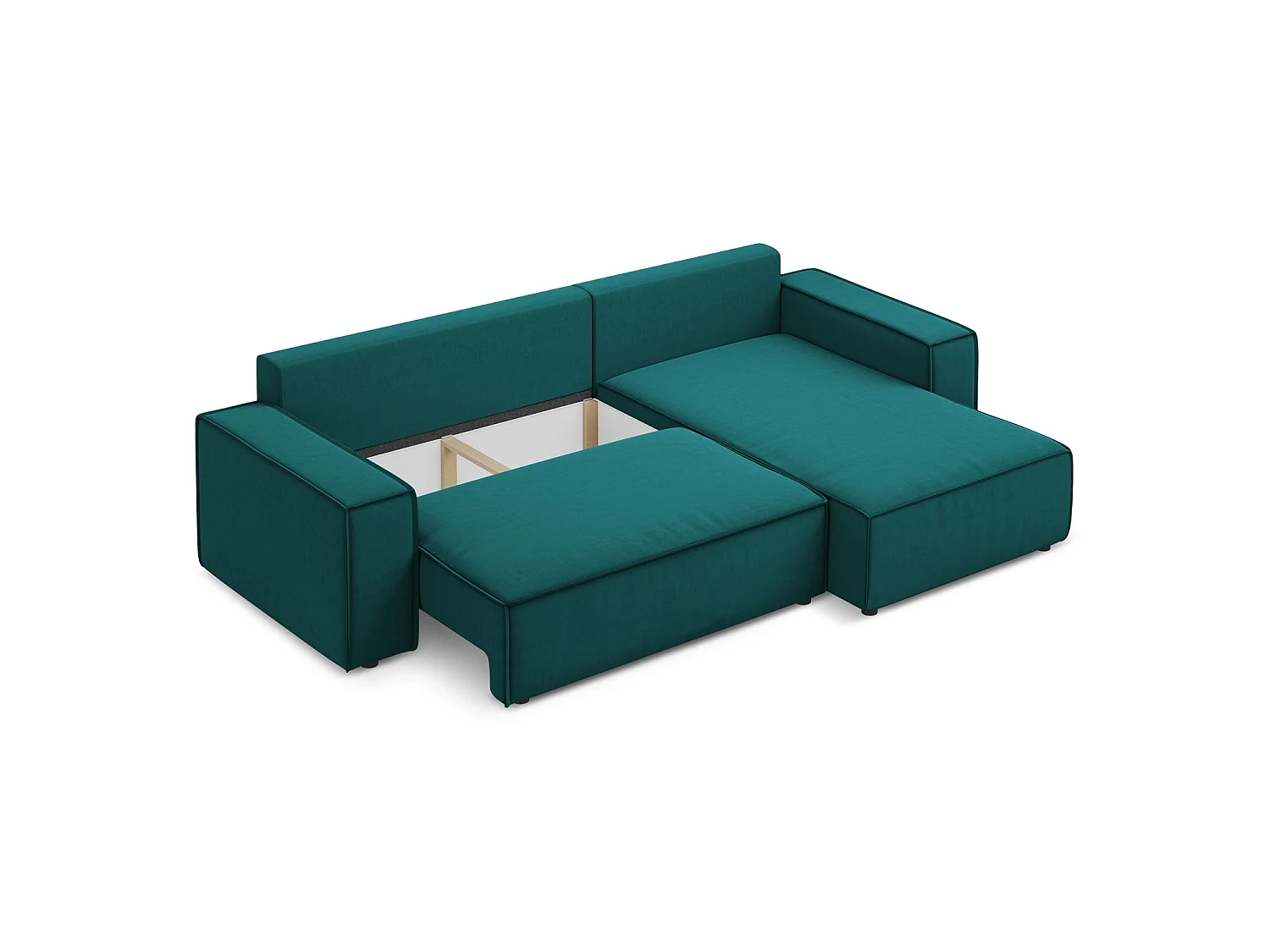 Ecksofa mit Schlaffunktion - Ecke Rechts - Samt - Marine - LIVORNO