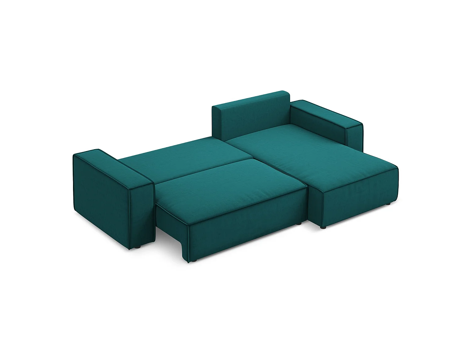 Ecksofa mit Schlaffunktion - Ecke Rechts - Samt - Marine - LIVORNO