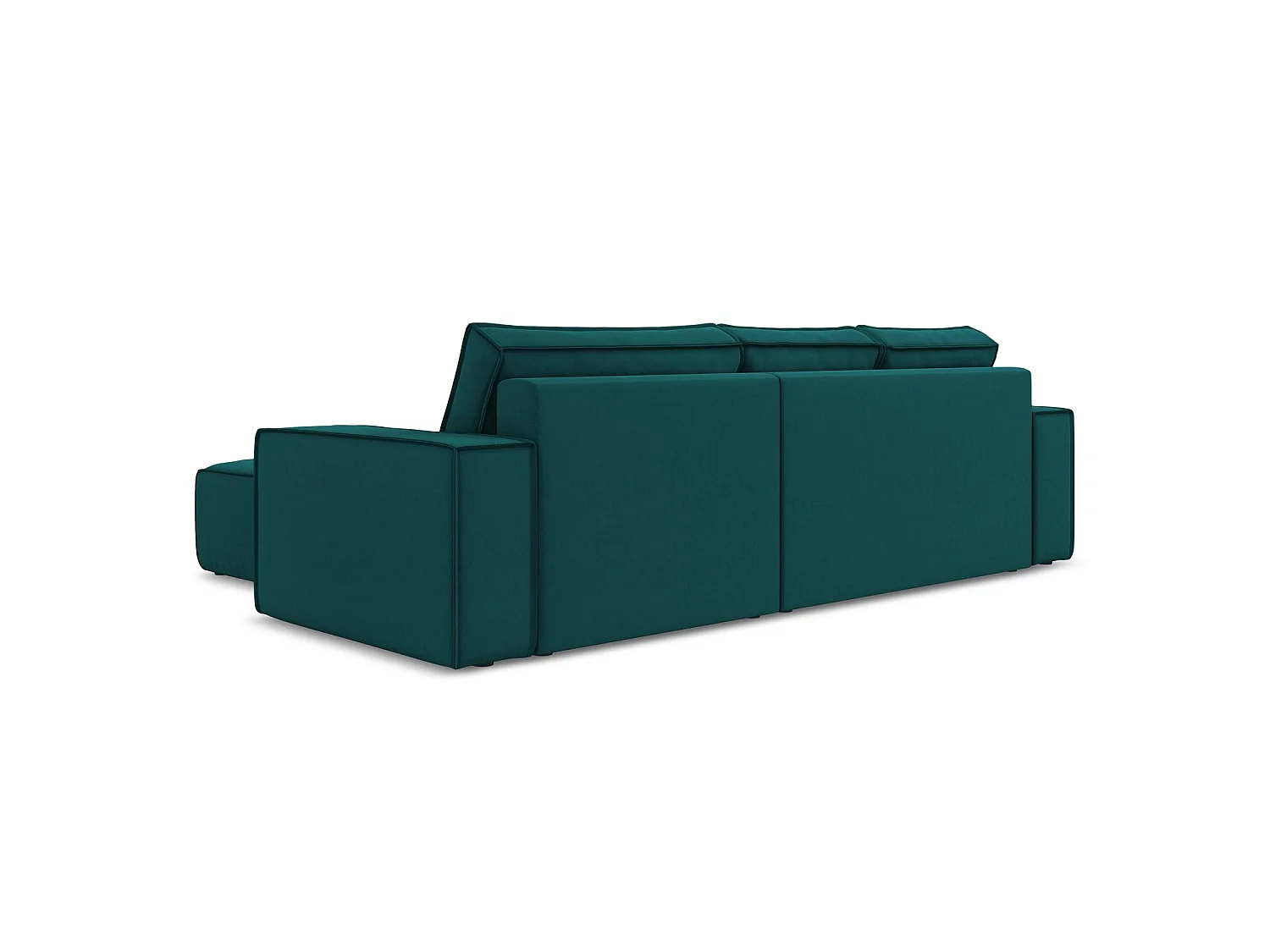 Ecksofa mit Schlaffunktion - Ecke Rechts - Samt - Marine - LIVORNO