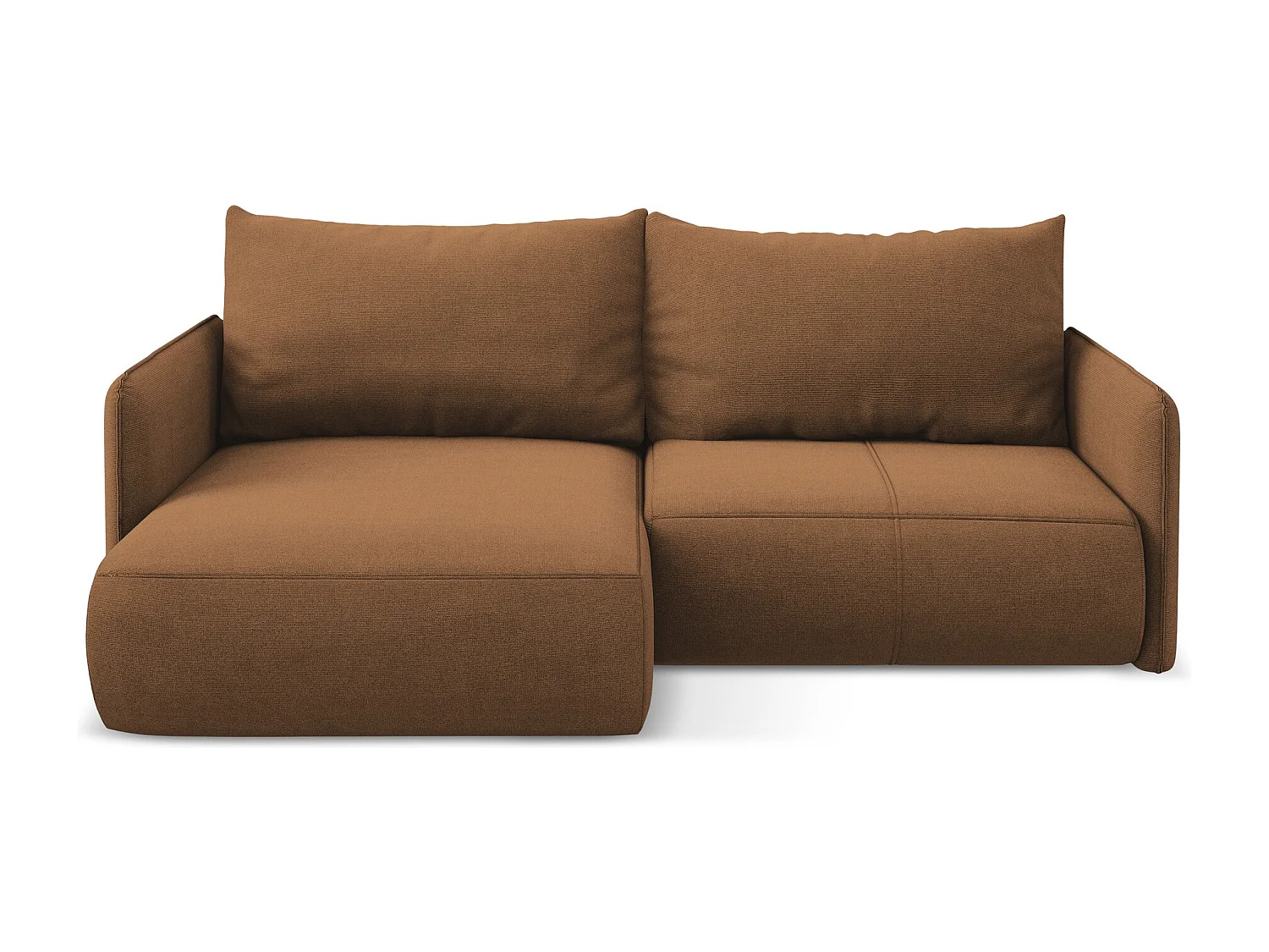 Canapé d’angle 2,5 places gauche convertible en tissu texturé - terre cuite - NANEA