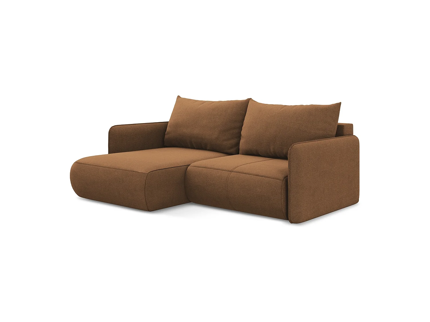 2,5-Sitzer Ecksofa mit Schlaffunktion - Ecke Links - Strukturstoff - Terrakotta - PALERMO