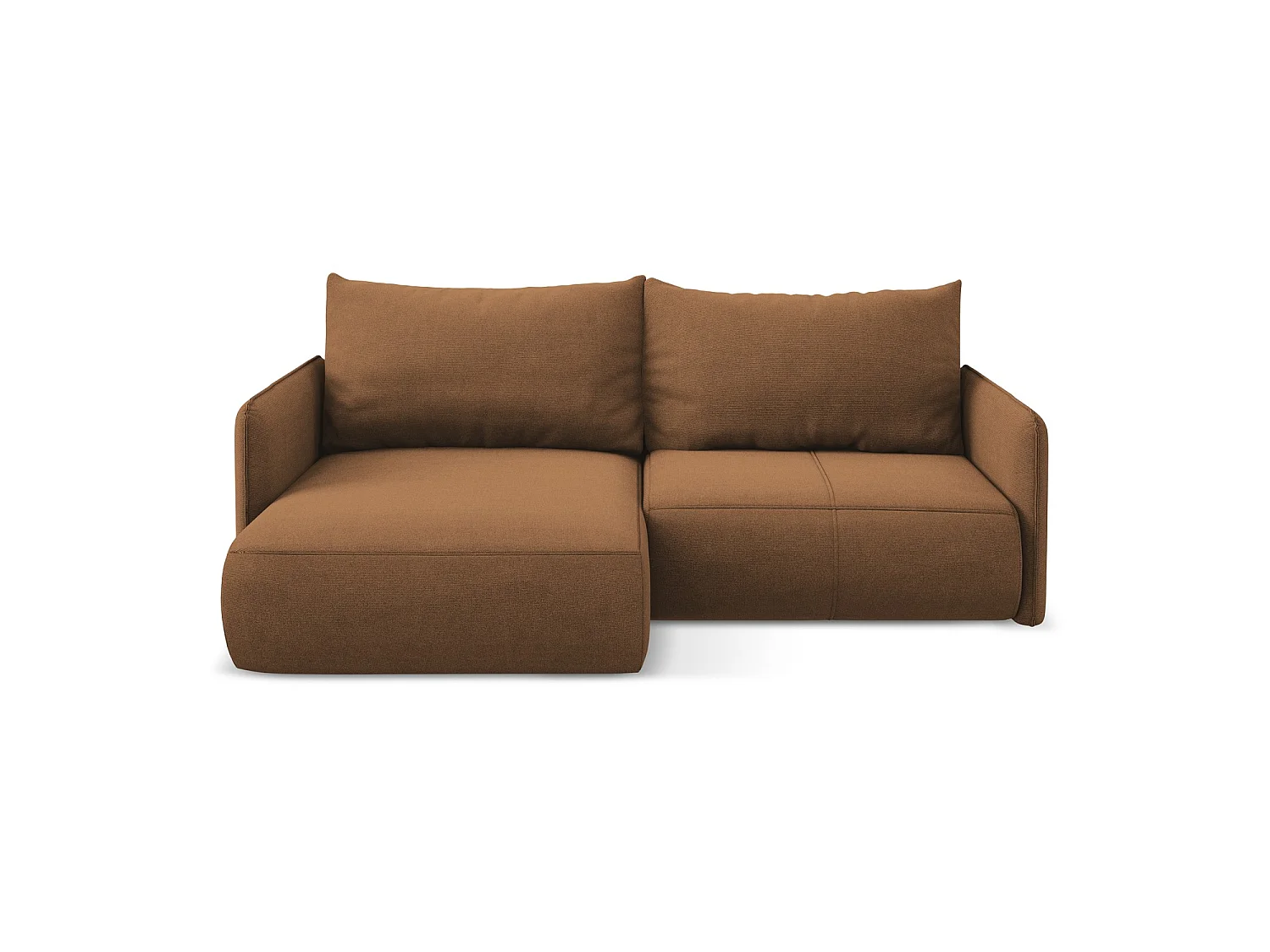 2,5-Sitzer Ecksofa mit Schlaffunktion - Ecke Links - Strukturstoff - Terrakotta - PALERMO