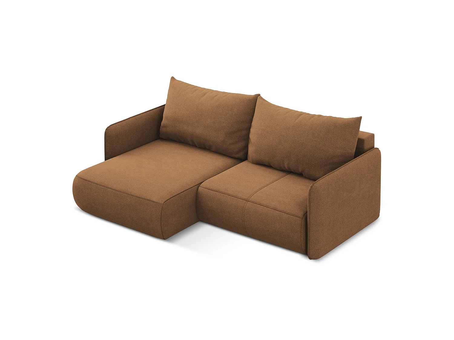 2,5-Sitzer Ecksofa mit Schlaffunktion - Ecke Links - Strukturstoff - Terrakotta - PALERMO