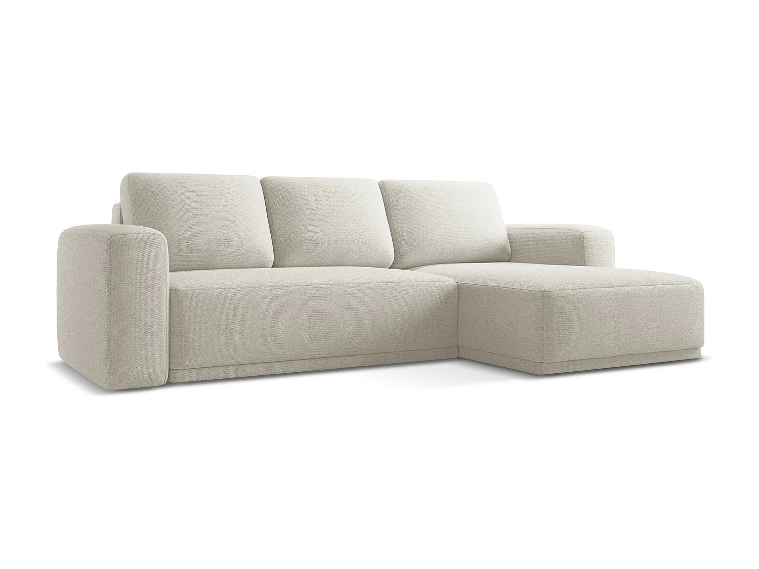 Canapé d'angle droit convertible en tissu chenille - argent - KAILA